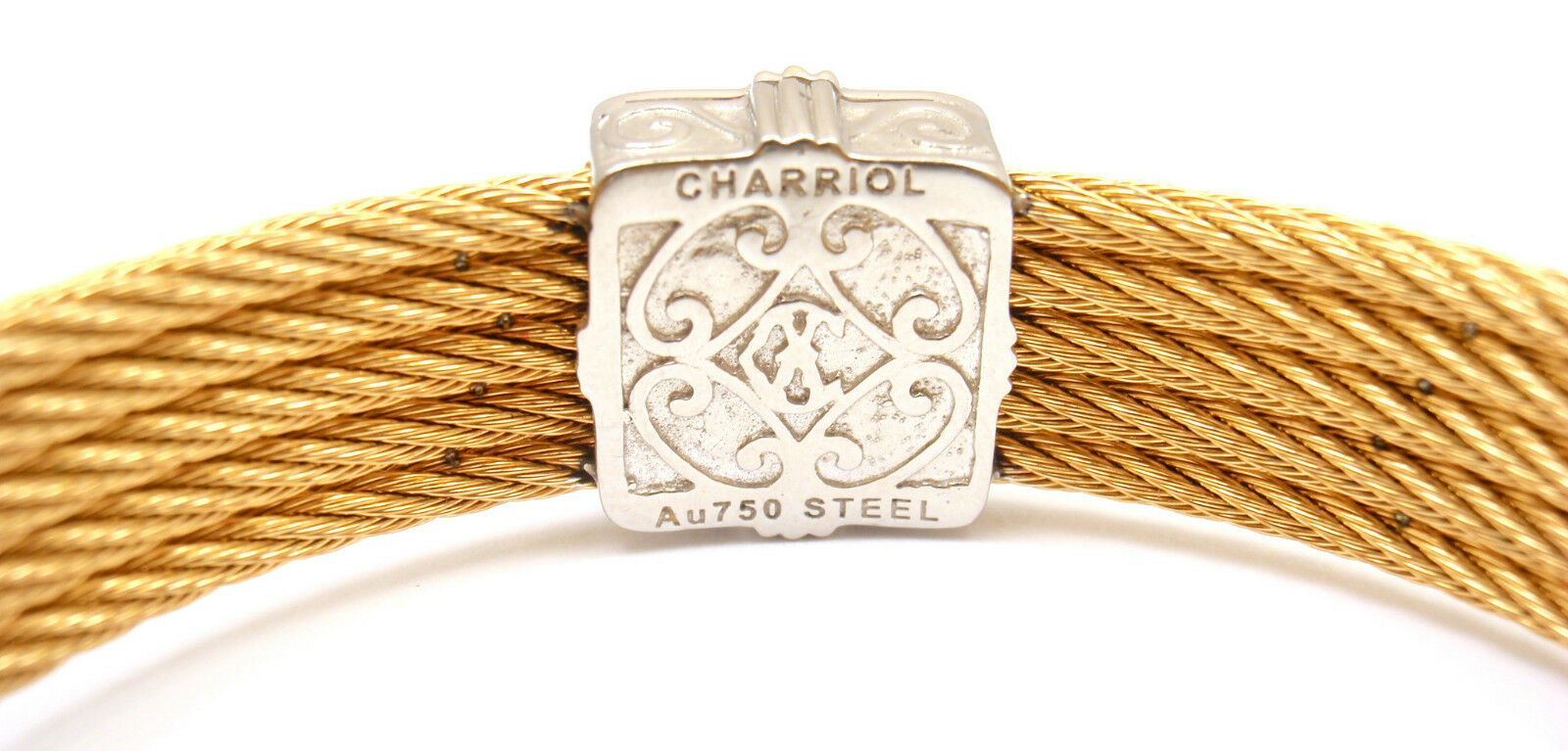 Charriol Jewelry & Watches:Fine Jewelry:Bracelets & Charms AUTHENTIC CHARRIOL 18K GOLD AND STEEL WIRE DIAMOND WHITE TOPAZ CELTIC BRACELET
