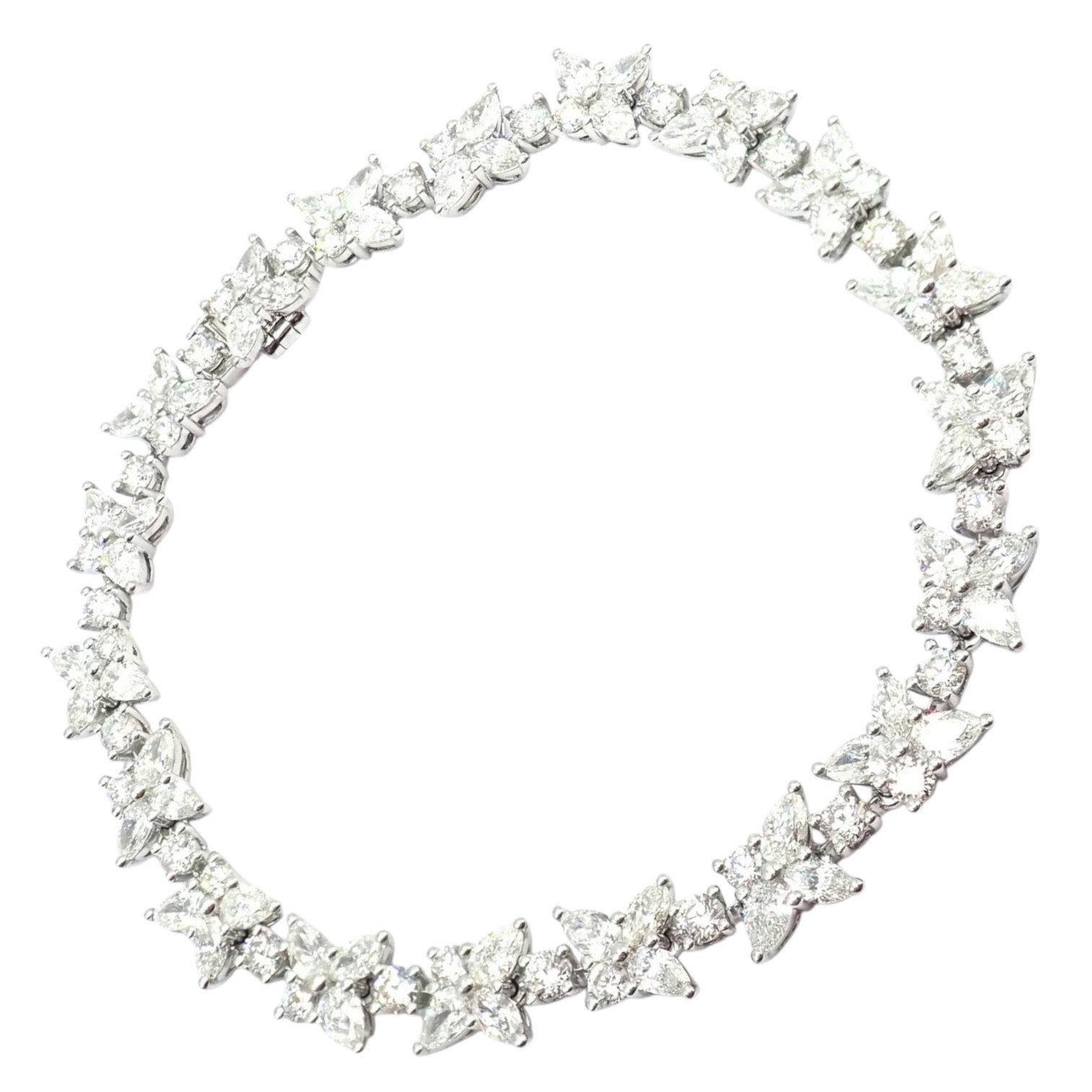 Authentic! Tiffany & Co Victoria Platinum Diamond Mixed Cluster Bracelet | Fortrove