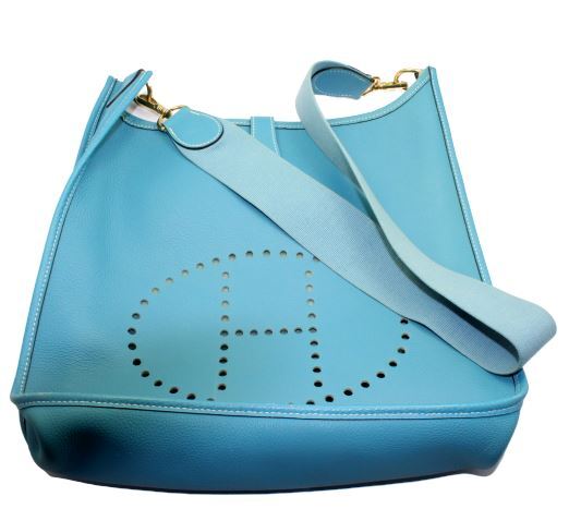 Hermes Clothing, Shoes & Accessories:Women:Women's Bags & Handbags Authentic! Hermes Evelyne Blue Jean Clemence Leather GM Handbag Purse