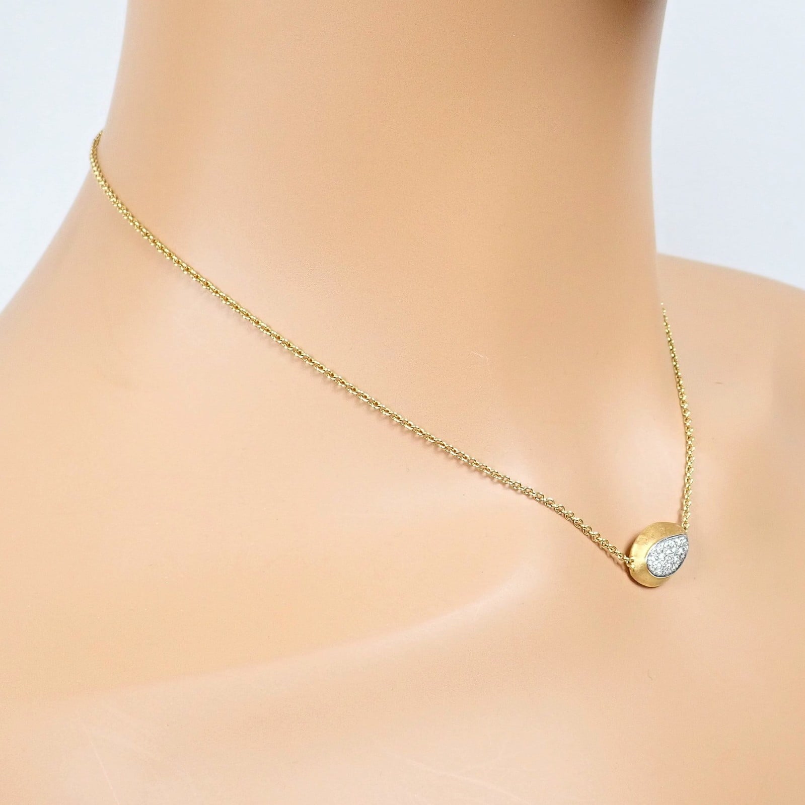 Authentic! Marco Bicego 18k Yellow Gold Siviglia Bean Pendant Necklace | Fortrove
