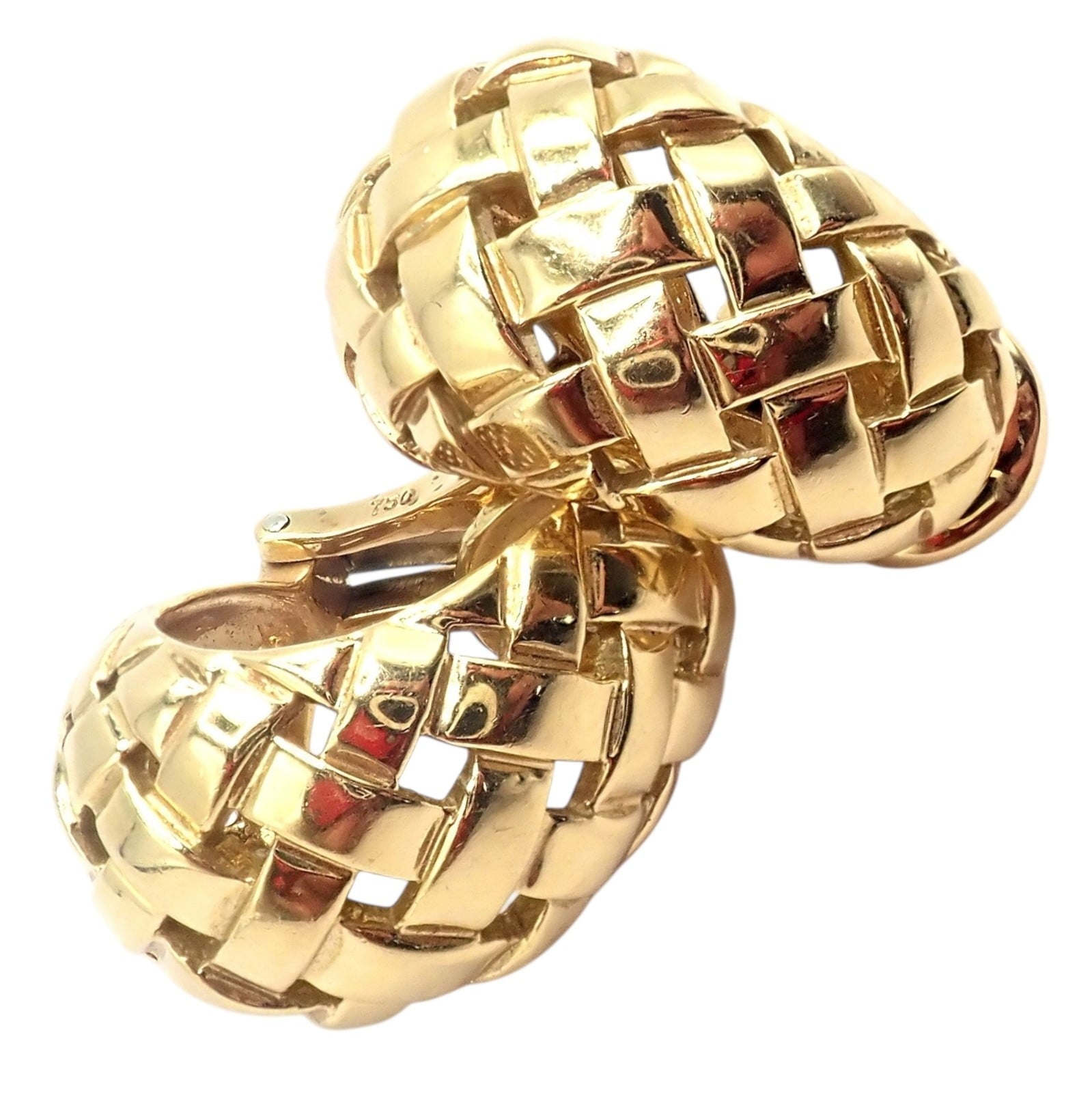 Tiffany & Co. Jewelry & Watches:Fine Jewelry:Earrings Authentic! Tiffany & Co 18k Yellow Gold Vannerie Basket Weave Earrings 1989