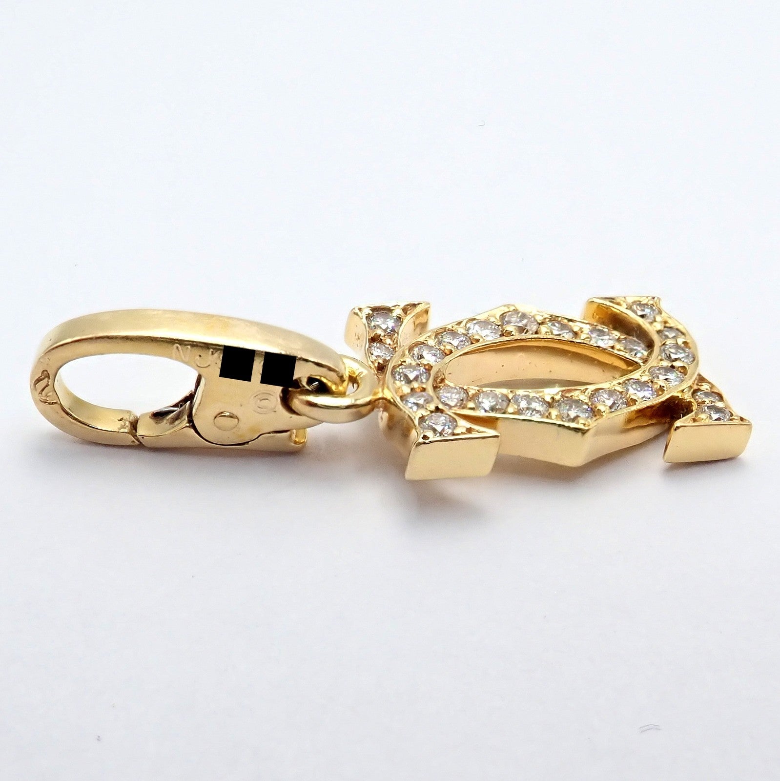 Authentic! Vintage Cartier 18k Yellow Gold Diamond Double C Charm Pendant | Fortrove