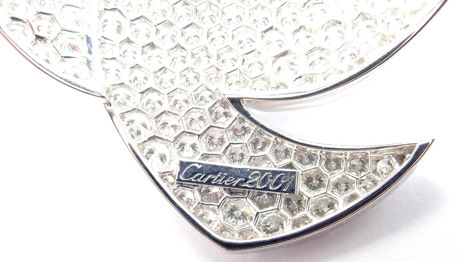 Authentic! Cartier Colombe Dove Of Peace 18k White Gold Diamond Necklace Paper | Fortrove