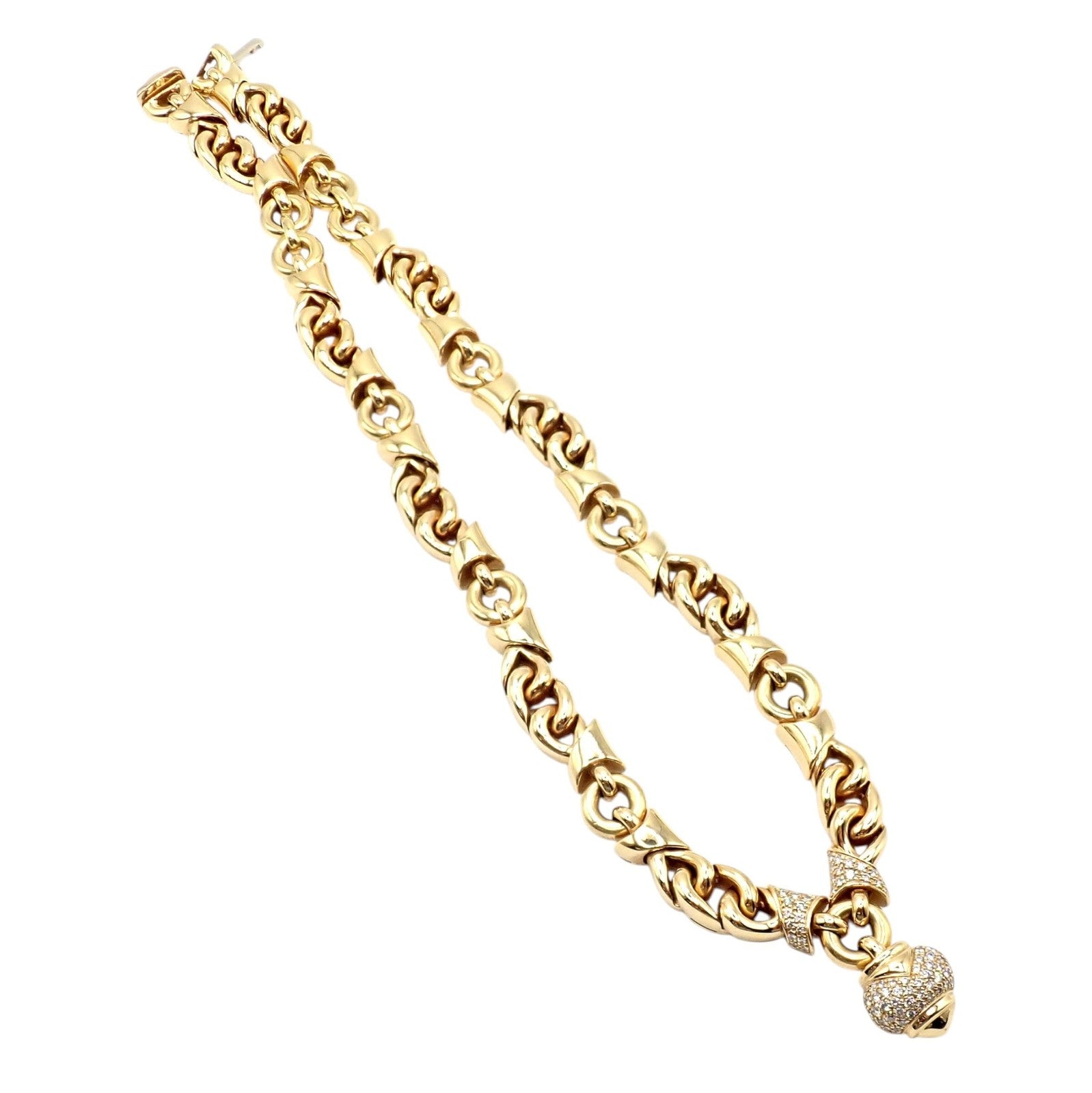 Rare! Bvlgari Bulgari 18k Yellow Gold Diamond Doppio Cuore Heart Necklace | Fortrove