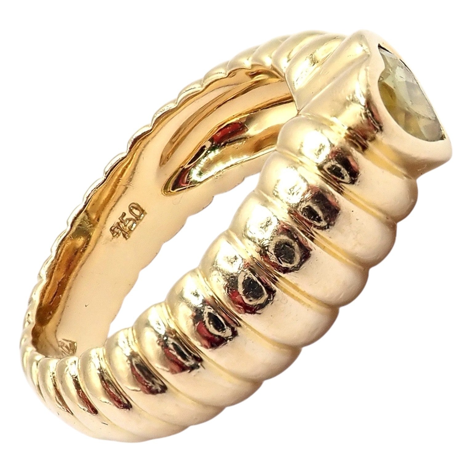 Vintage! Authentic Tiffany & Co 18k Yellow Gold Scalloped Heart Peridot Ring | Fortrove