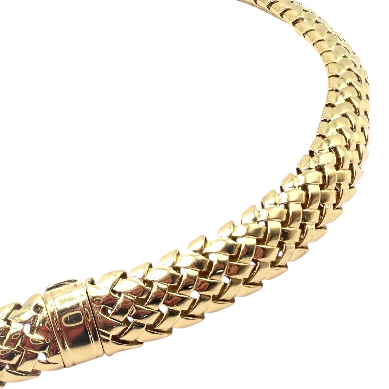Authentic! Tiffany & Co Vannerie 18k Yellow Gold Basket Weave Necklace | Fortrove