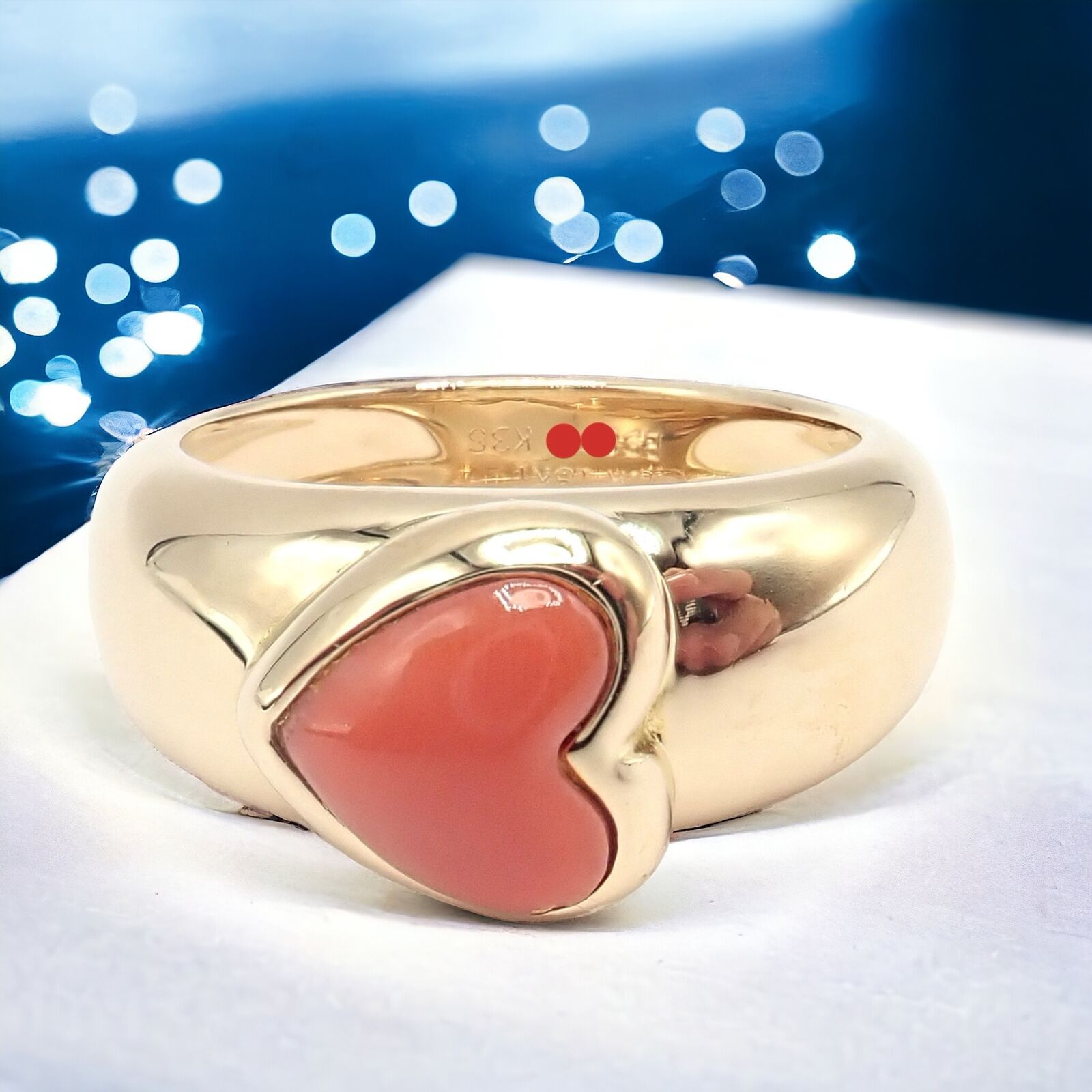 Rare! Authentic Van Cleef & Arpels 18k Yellow Gold Coral Heart Ring sz 4.5 | Fortrove