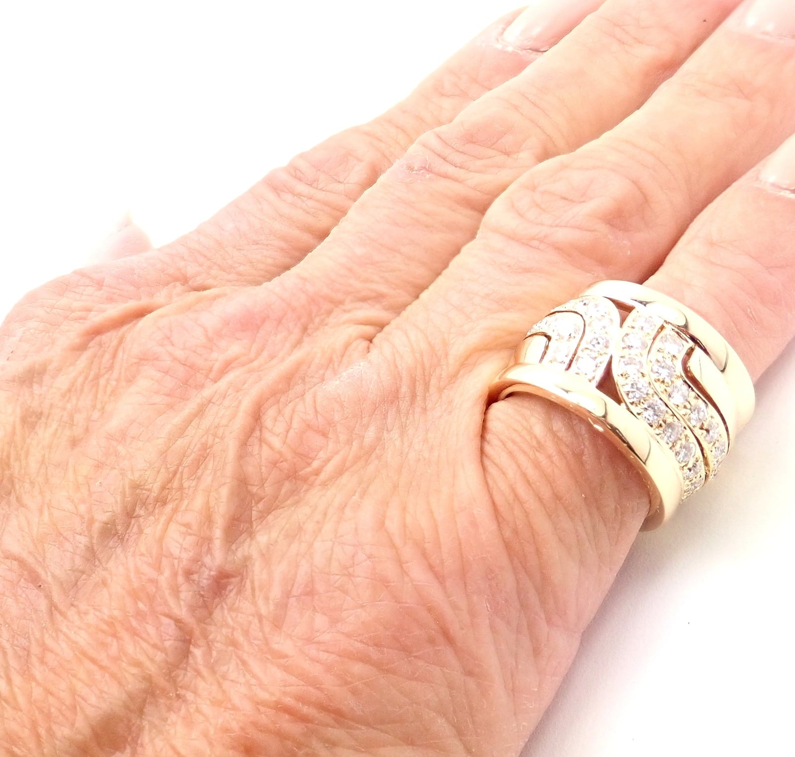 Cartier Jewelry & Watches:Fine Jewelry:Rings Authentic! Cartier 18k Yellow Gold Diamond Wide Band Ring Size 51 US 5 3/4