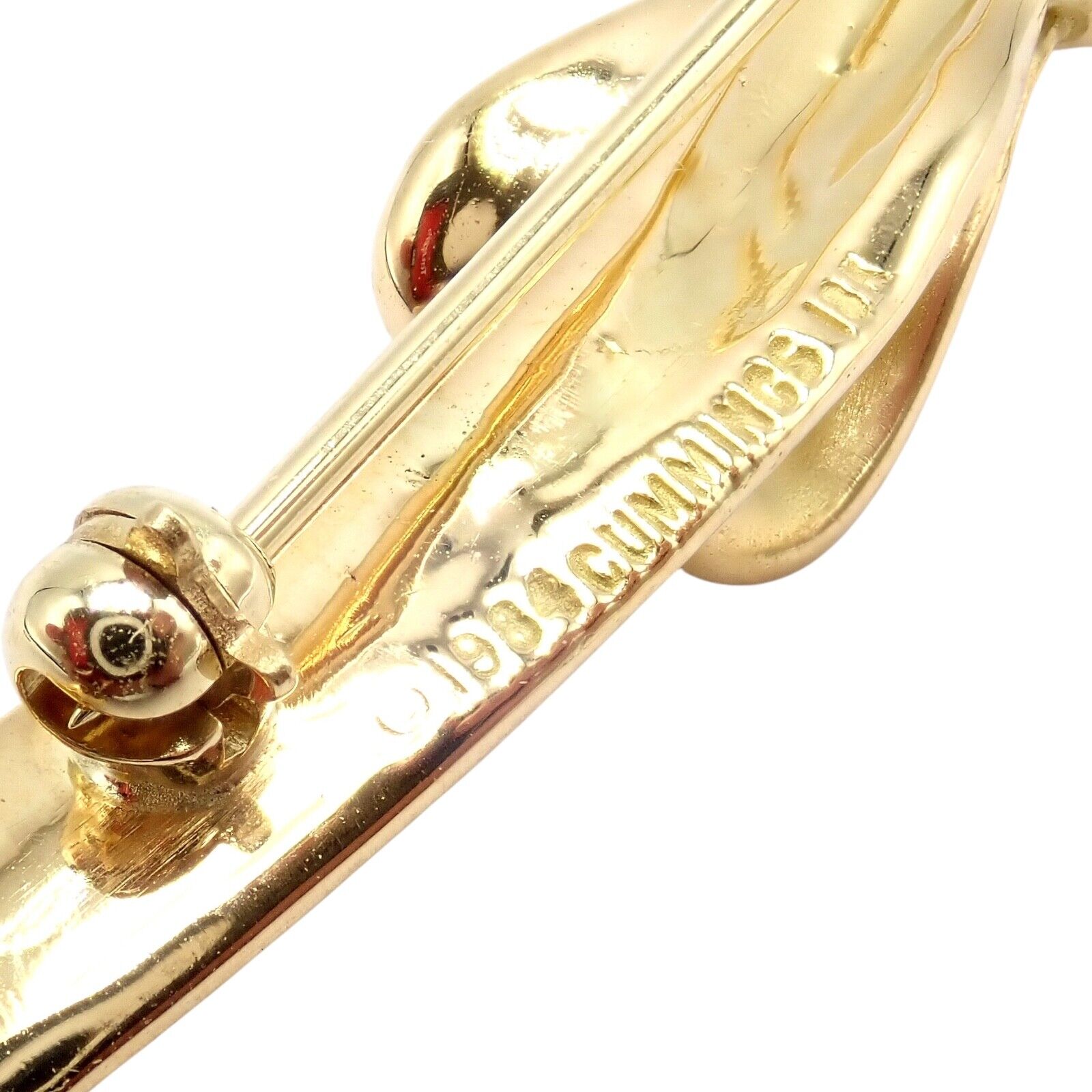 Authentic! Angela Cummings 18k Yellow Gold Long Ribbon Bow Pin Brooch 1984 | Fortrove