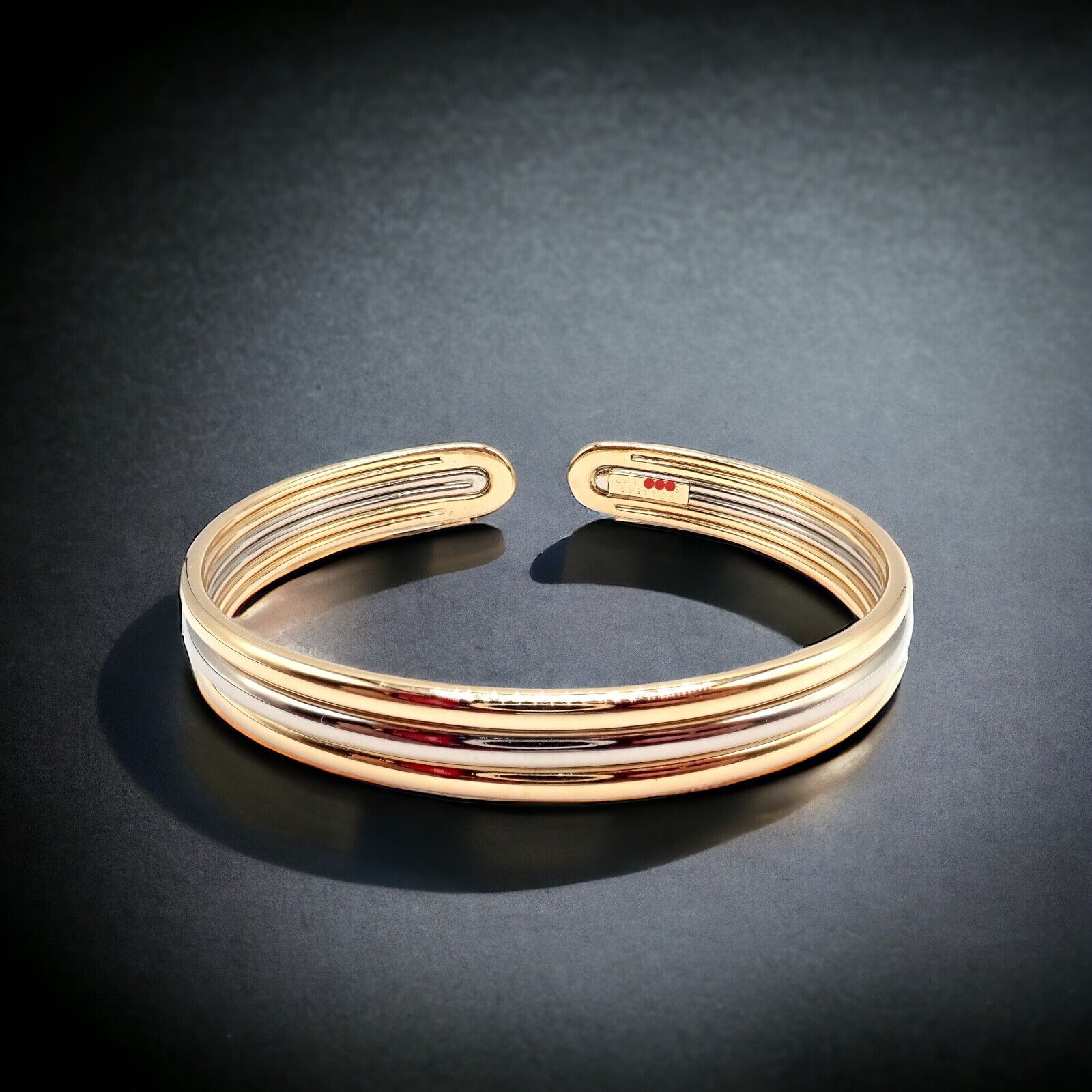 Authentic! Van Cleef & Arpels 18k Yellow & White Gold Bangle Cuff Bracelet | Fortrove