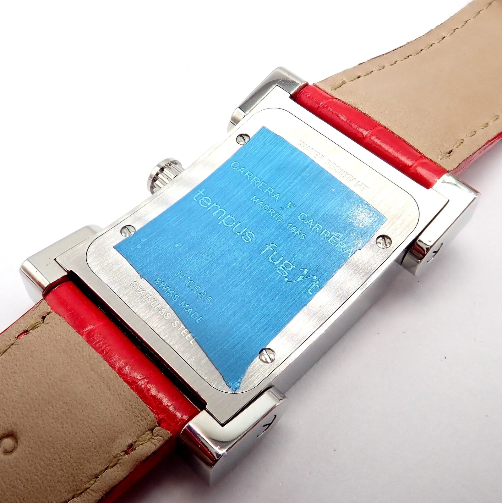 Carrera Y Carrera CyC Tempus Fugyt Diamond Red Alligator Band Ladies Watch +Box | Fortrove