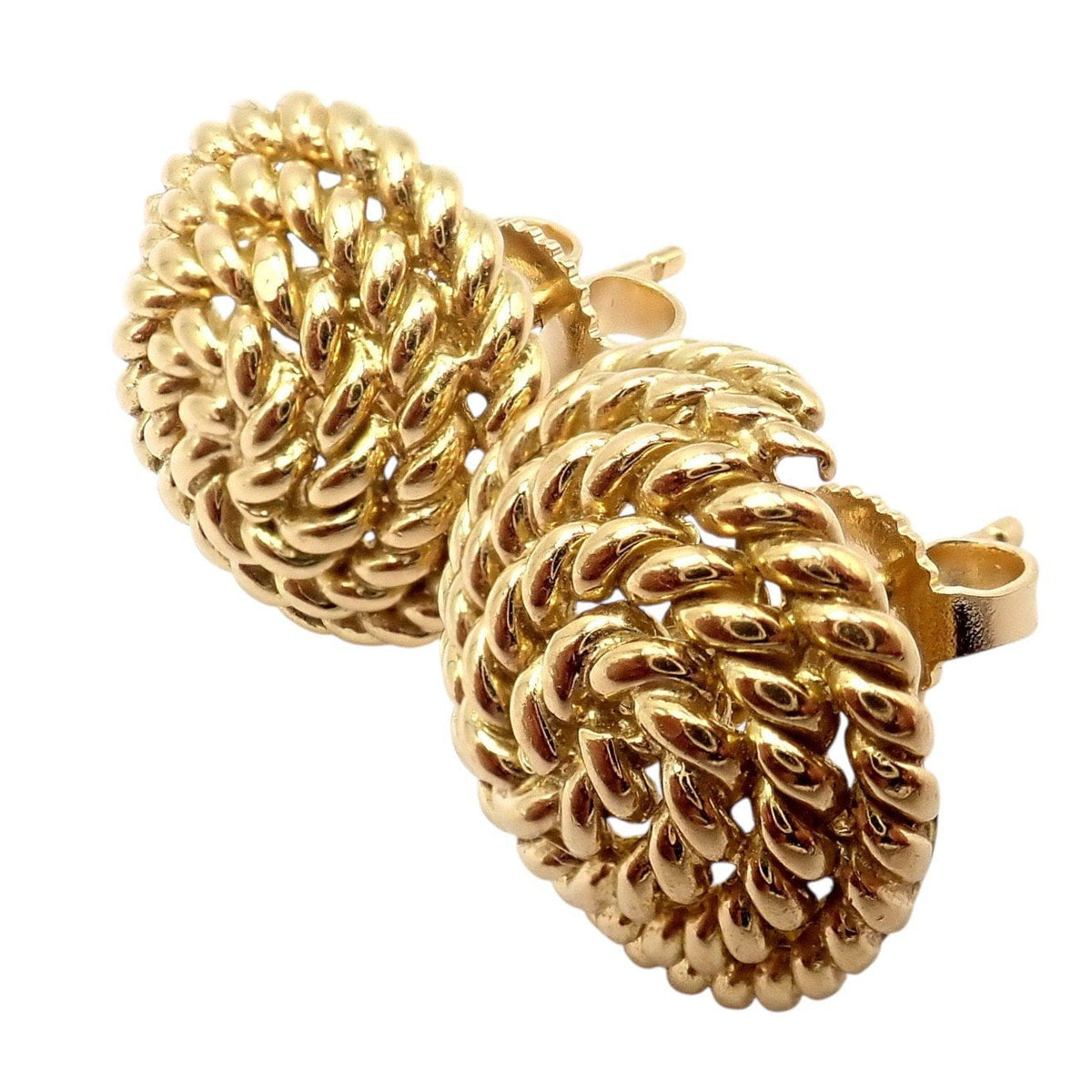 Tiffany & Co. Jewelry & Watches:Fine Jewelry:Earrings Authentic! Tiffany & Co 18k Yellow Gold Rope Coil Vintage Stud Earrings