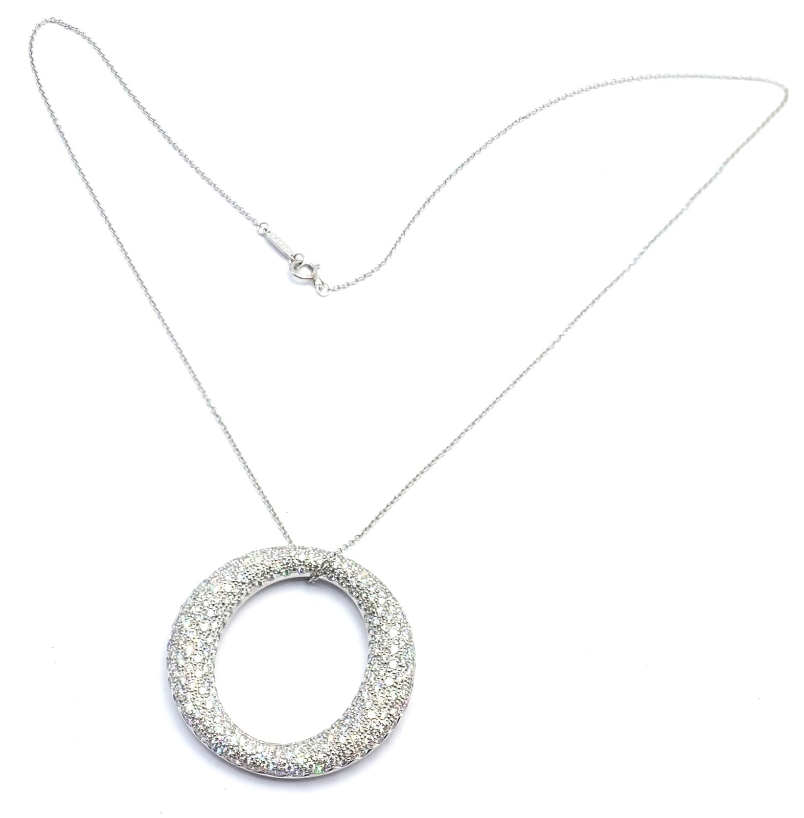 Tiffany & Co. Jewelry & Watches:Fine Jewelry:Necklaces & Pendants Tiffany & Co Peretti Platinum Diamond Large 35mm Sevillana Pendant Necklace