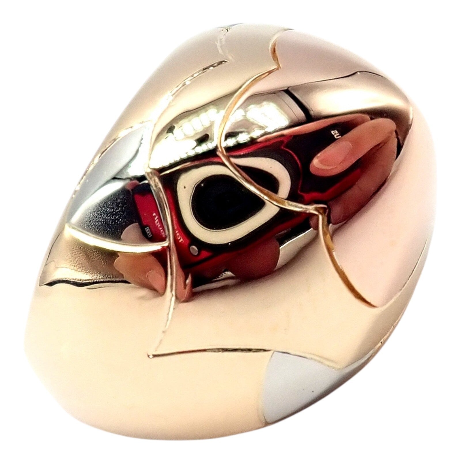 Authentic! Bvlgari Bulgari 18k Yellow White Rose Gold Tricolor Pyramid Ring sz 6 | Fortrove