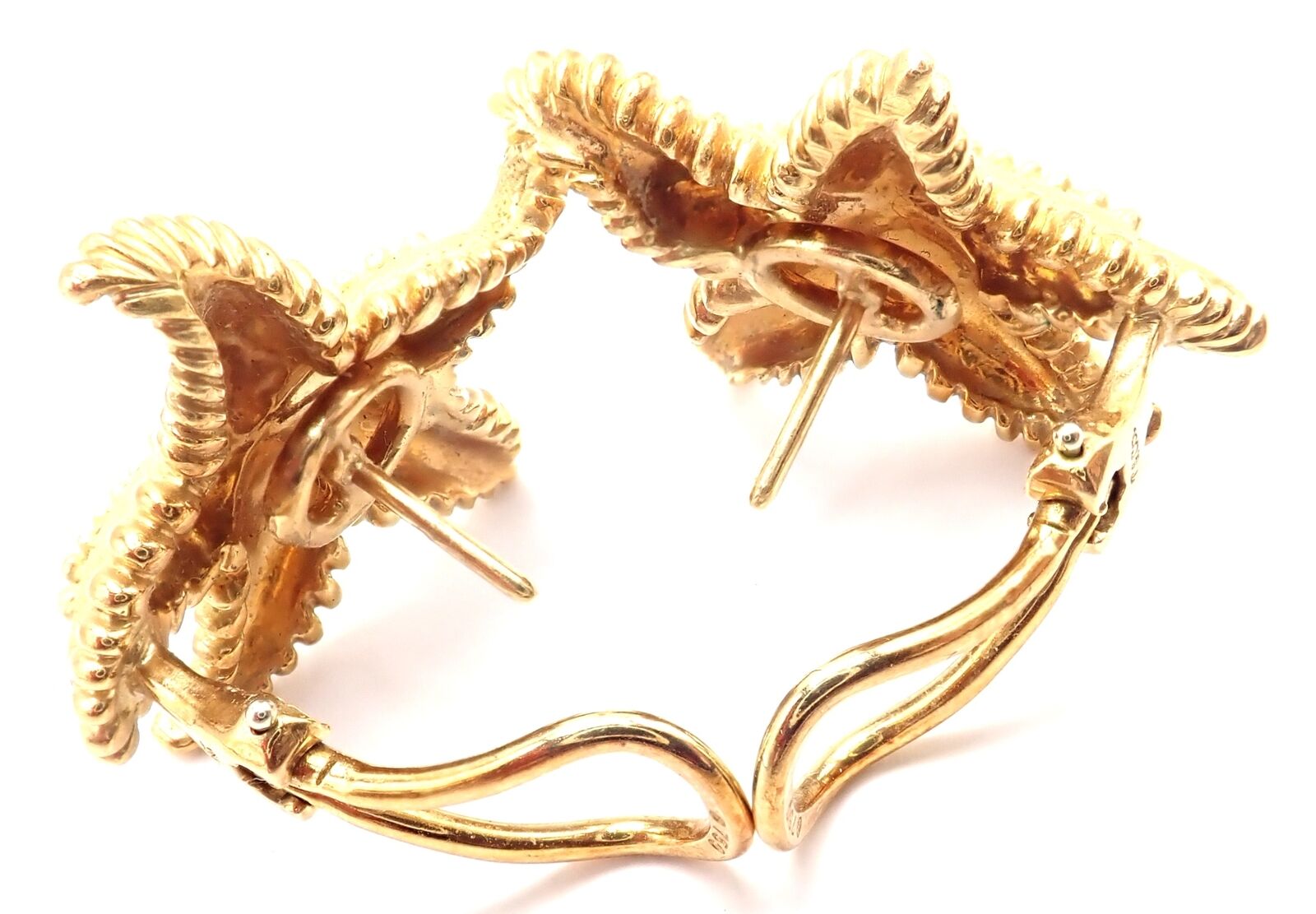 Authentic! Vintage Tiffany & Co Starfish 18k Yellow Gold Large Earrings | Fortrove