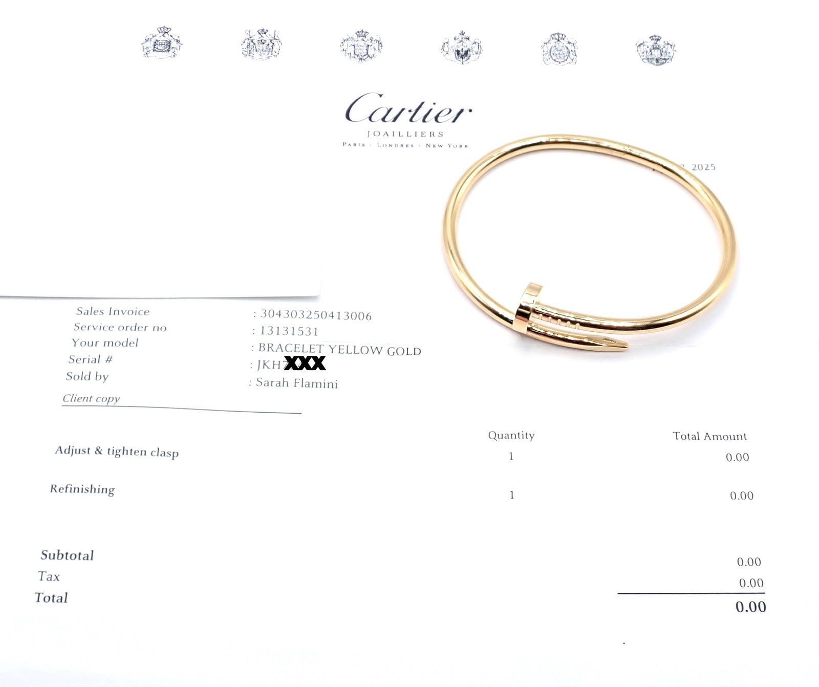 Cartier Jewelry & Watches:Fine Jewelry:Bracelets & Charms Cartier Juste un Clou Nail 18k Yellow Gold Bangle Bracelet Size 17 Paper