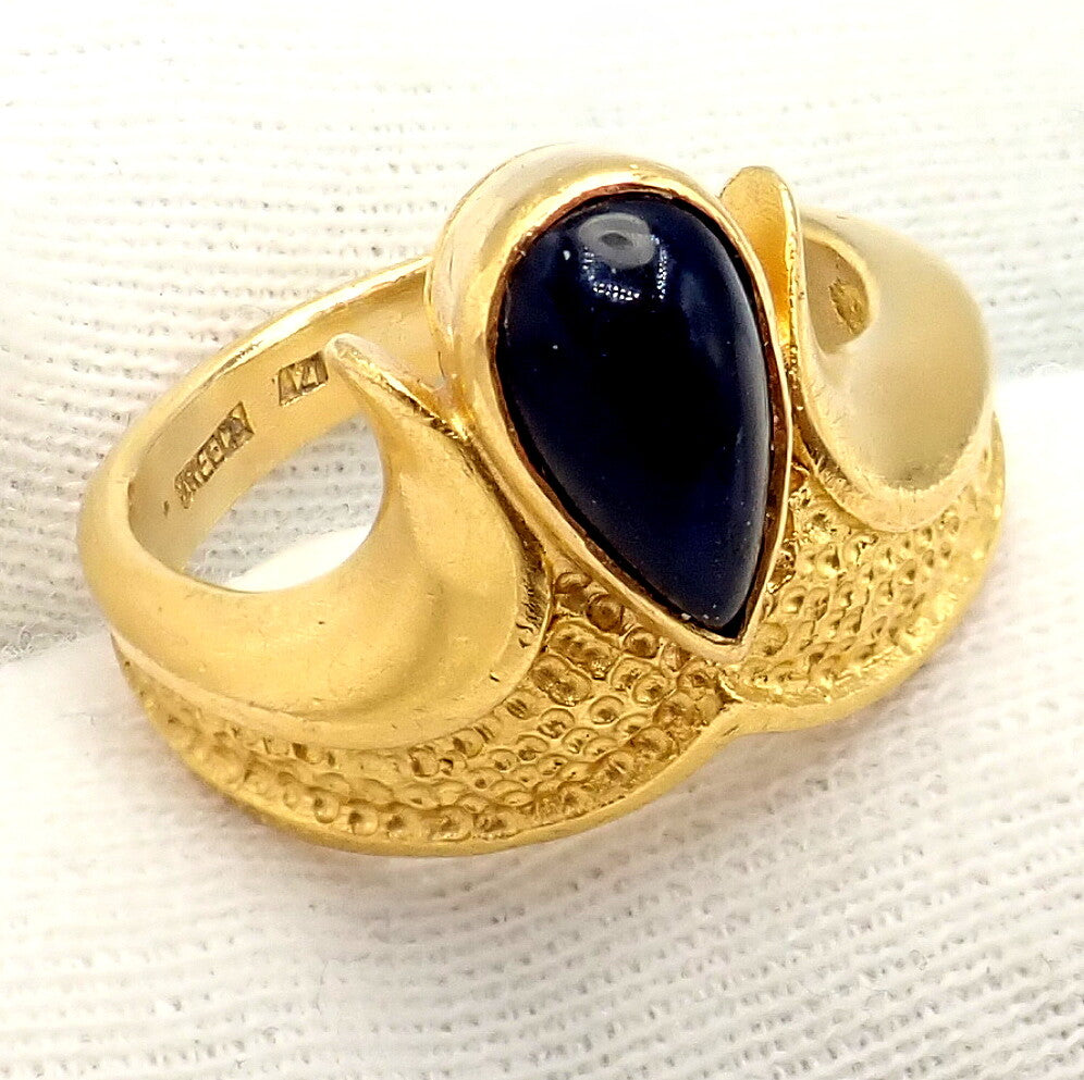 Authentic! Ilias Lalaounis Greece 18k Yellow Gold Onyx Ring | Fortrove