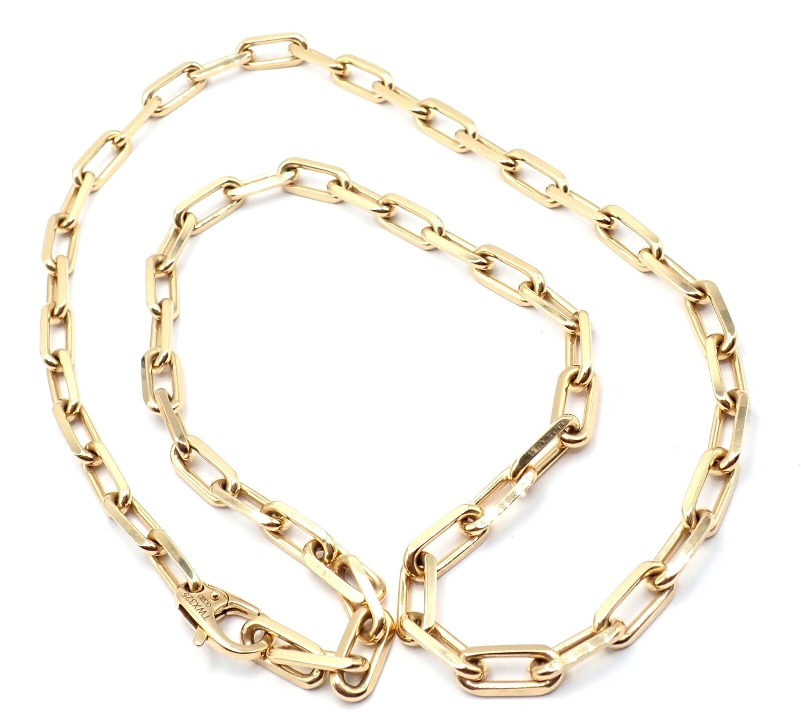 Authentic! Cartier Santos 18k Yellow Gold Link Chain Necklace 22" Cert. | Fortrove