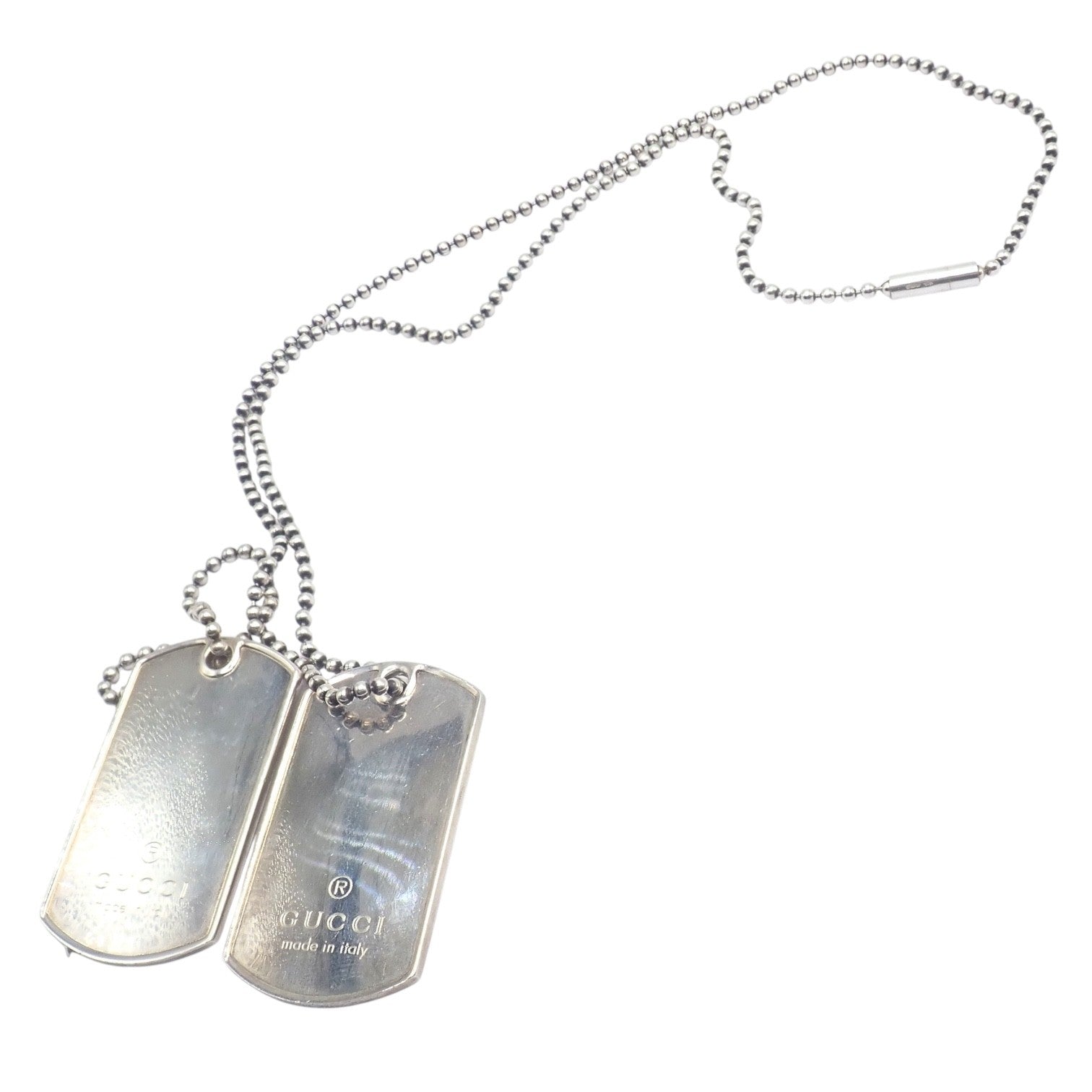 Authentic! Gucci Sterling Silver Double Dog Tag Necklace | Fortrove