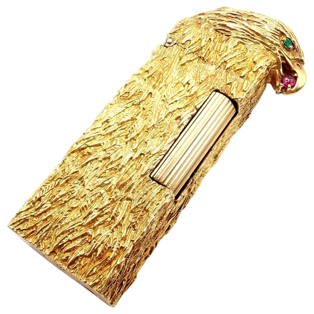 Dunhill Collectibles:Tobacciana:Lighters:Dunhill Vintage Dunhill 18k Yellow Gold Ruby Emerald Eagle Rollagas Lighter 1950's