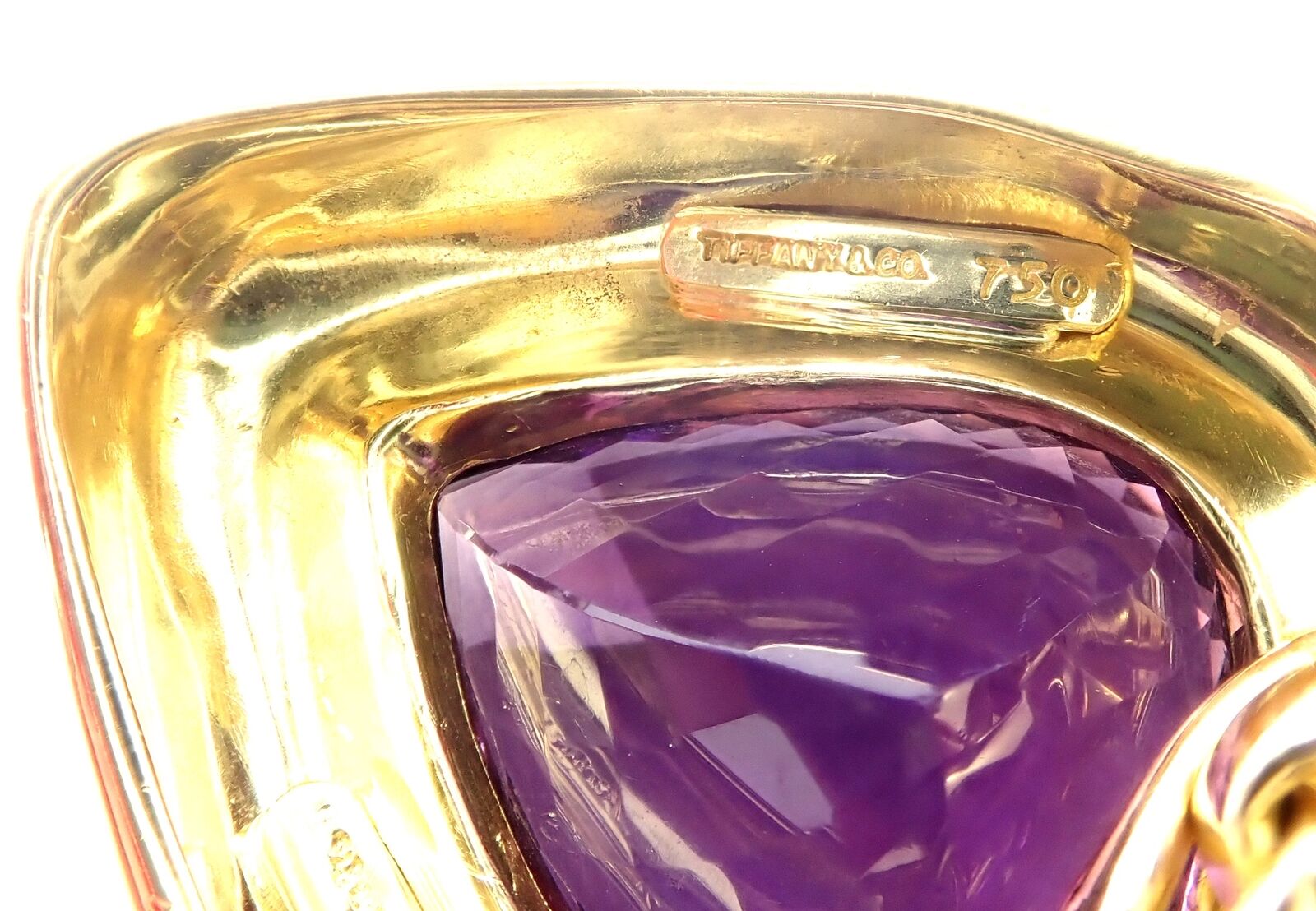 Authentic! Tiffany & Co Paloma Picasso 18k Gold Large Amethyst Pendant Necklace | Fortrove