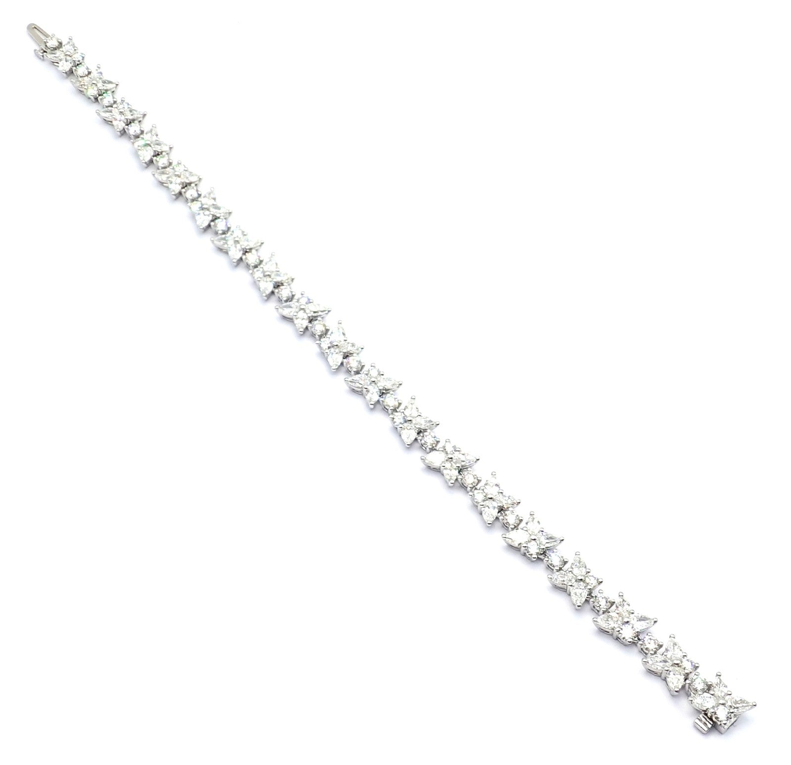 Authentic! Tiffany & Co Victoria Platinum Diamond Mixed Cluster Bracelet | Fortrove