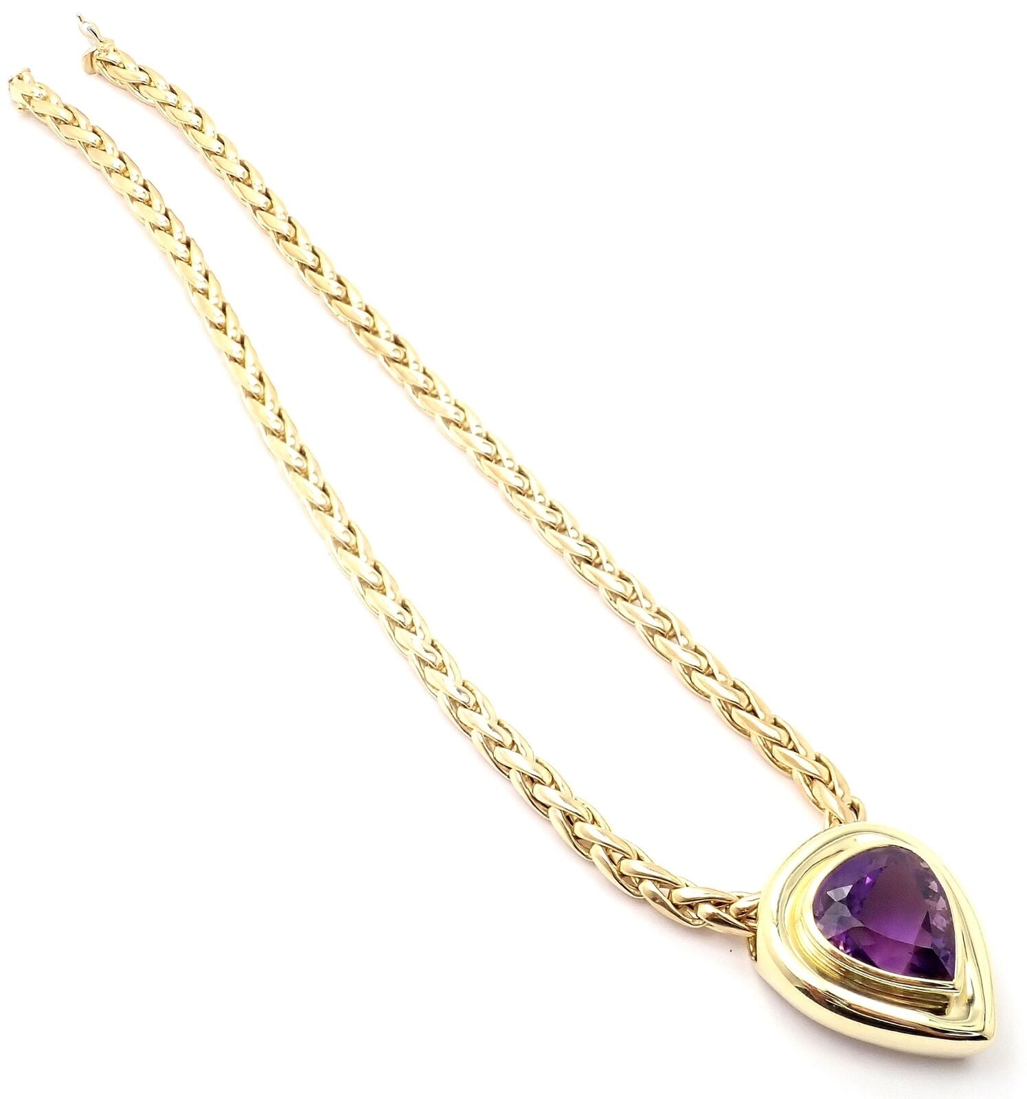 Authentic! Tiffany & Co Paloma Picasso 18k Gold Large Amethyst Pendant Necklace | Fortrove