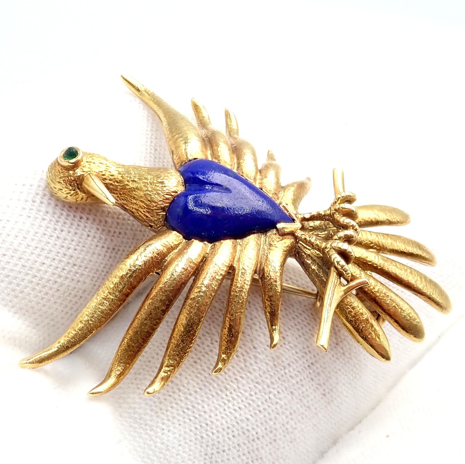 Rare! Tiffany & Co Schlumberger 18k Yellow Gold Lapis Phoenix Brooch Pin 1960's | Fortrove