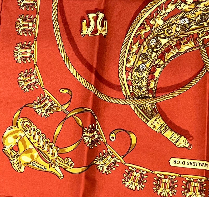 Authentic RARE! Hermes Les Cavaliers D'or Vintage 45cm Silk Scarf | Fortrove