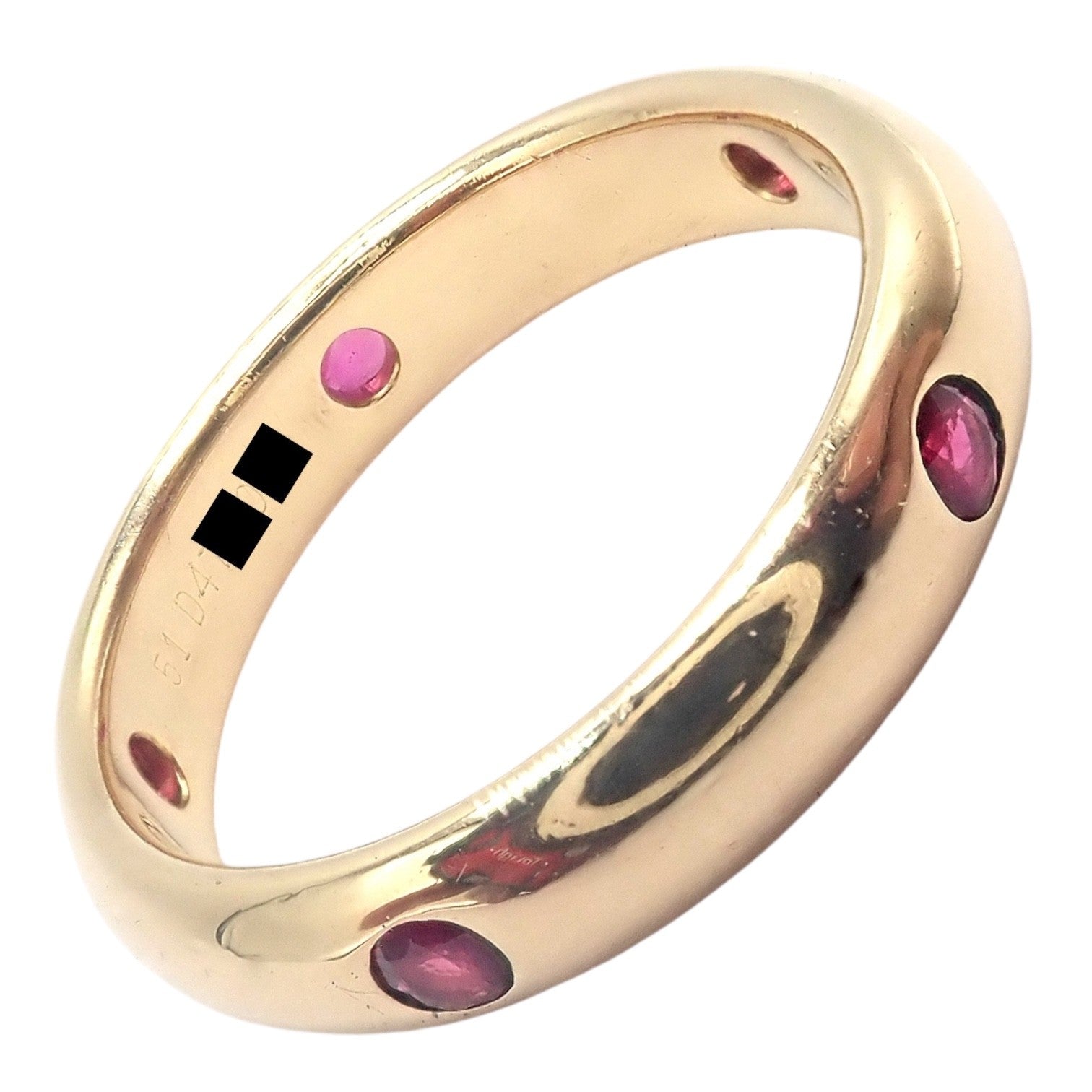 Authentic! Cartier Stella 18k Rose Gold Ruby Band Ring Size 51 | Fortrove