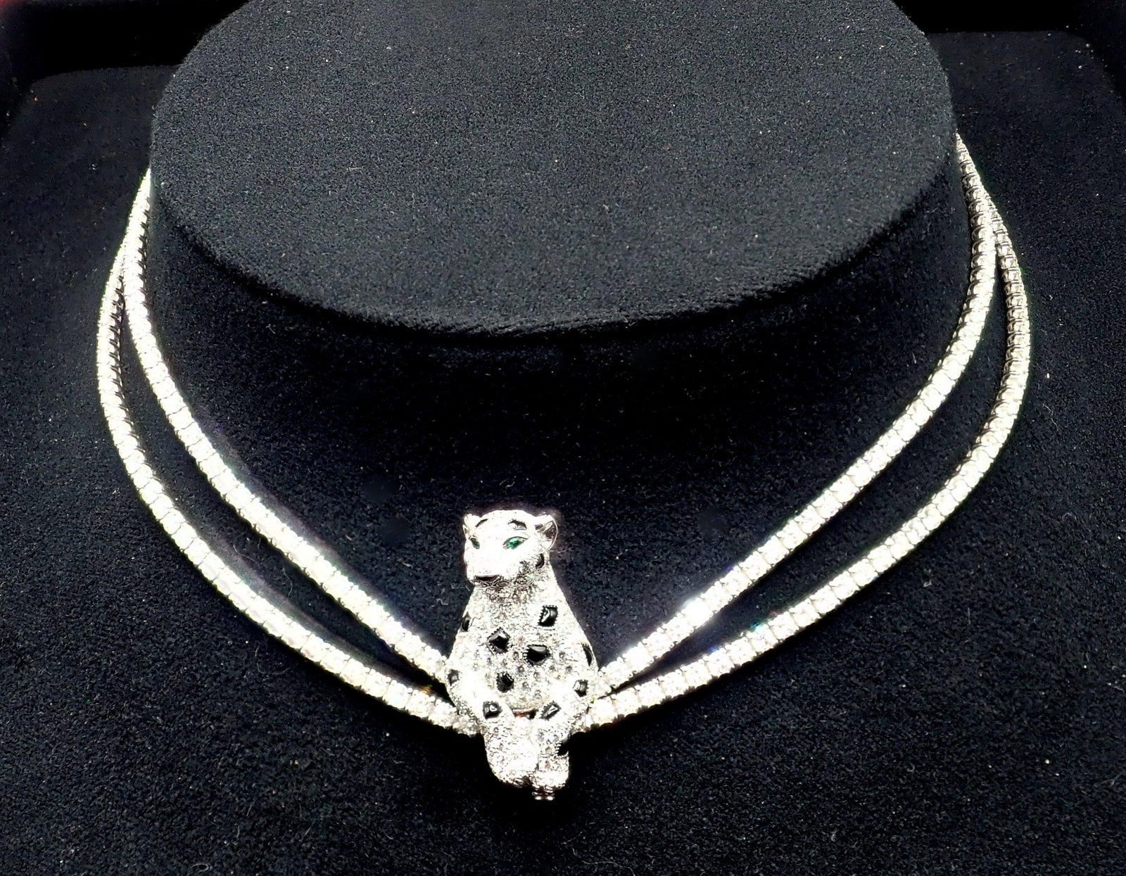 Panthere de Cartier Panther 18k Gold Multi-Wear Paved Diamond Necklace Paper Box | Fortrove