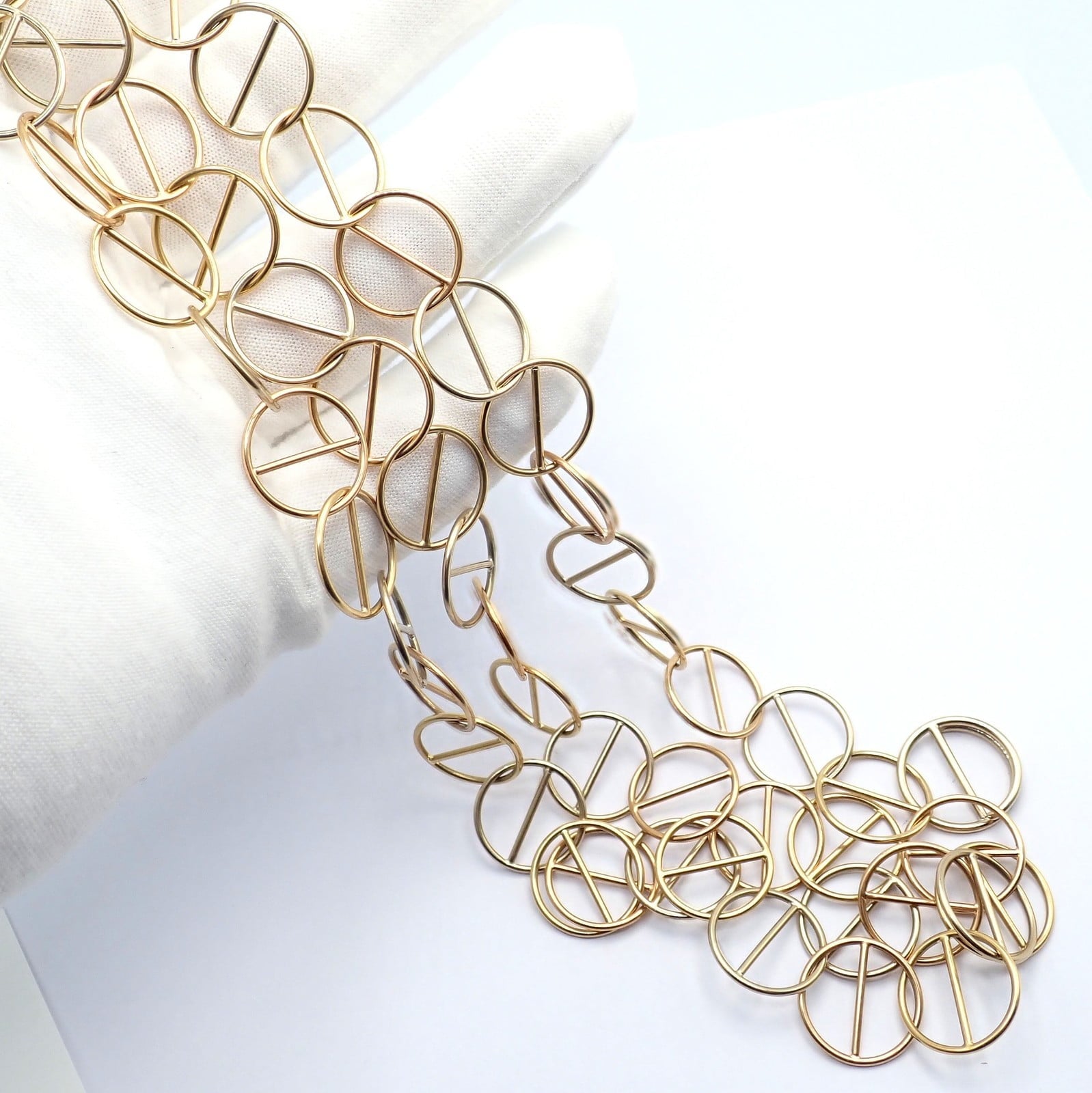 Hermes Jewelry & Watches:Fine Jewelry:Necklaces & Pendants Hermes Caleche 18k Yellow Gold Extra Long or Layered Circle Necklace + Box