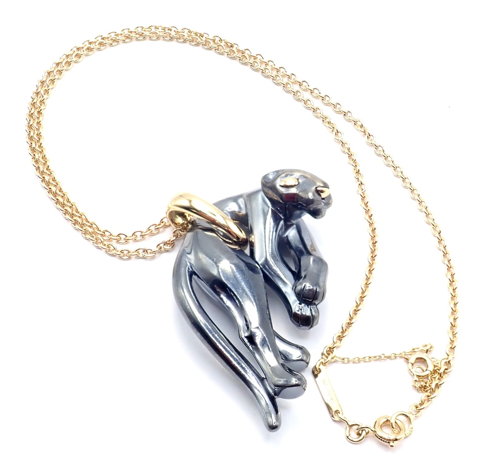 Authentic Panthere de Cartier Panther 18k Yellow Gold & Silverium Necklace Paper | Fortrove