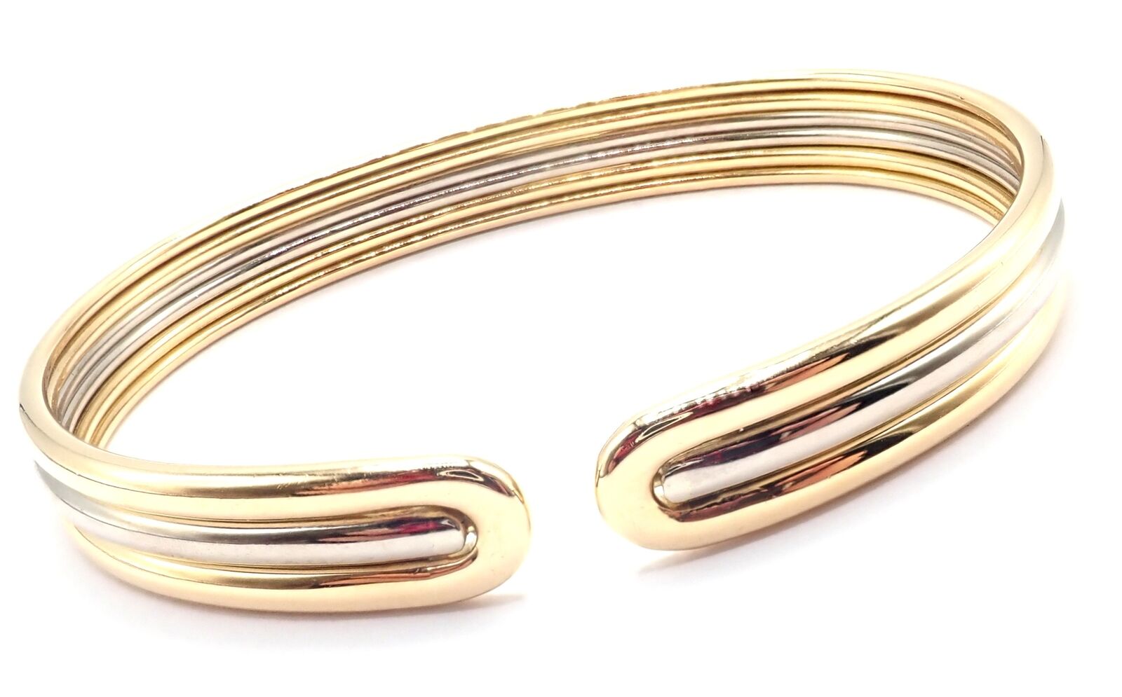 Authentic! Van Cleef & Arpels 18k Yellow & White Gold Bangle Cuff Bracelet Paper | Fortrove