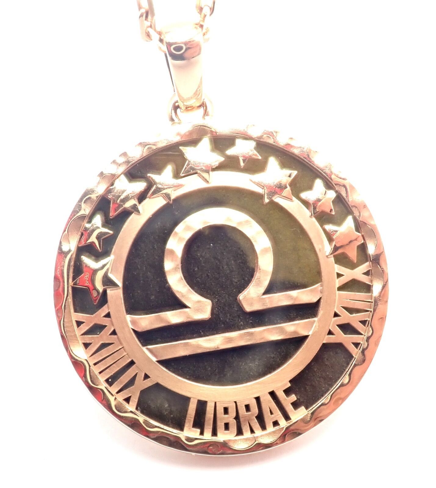 Van Cleef & Arpels Zodiaque18k Rose Gold Libra Pendant Obsidian Necklace Cert. | Fortrove