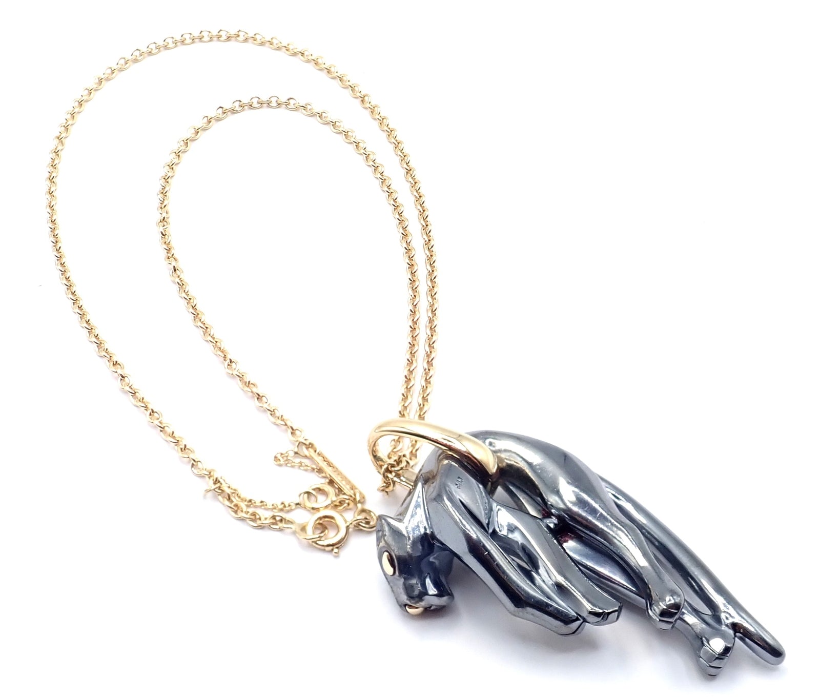 Authentic Panthere de Cartier Panther 18k Yellow Gold & Silverium Necklace Paper | Fortrove