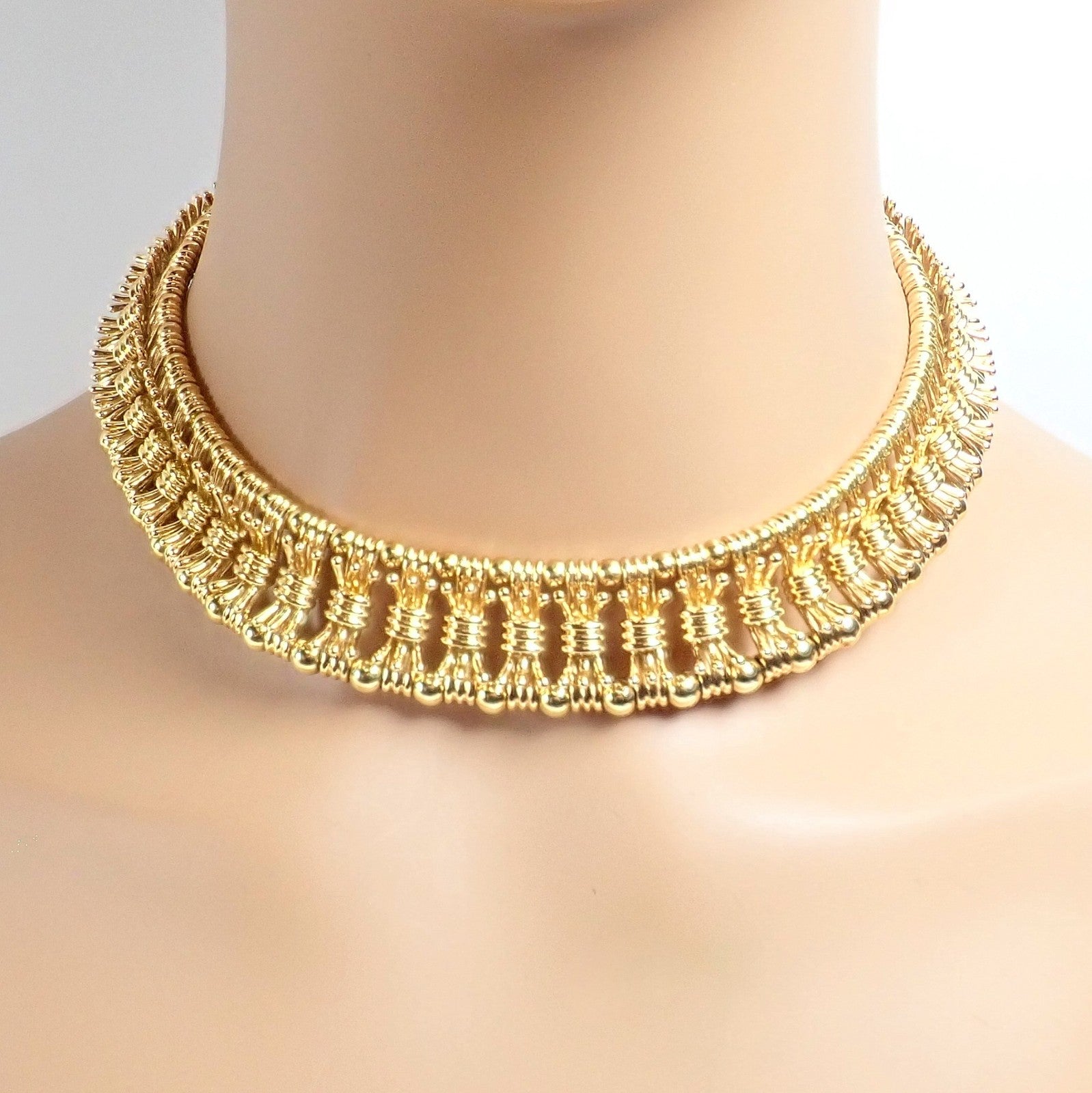 Authentic Tiffany & Co Schlumberger 18k Yellow Gold Fancy Bowtie Collar Necklace | Fortrove