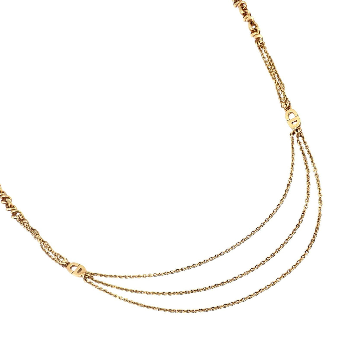 Christian Dior Jewelry & Watches:Fine Jewelry:Necklaces & Pendants Vintage! Christian Dior Solid 18k Gold CD Three Strand 28" Long Necklace Germany