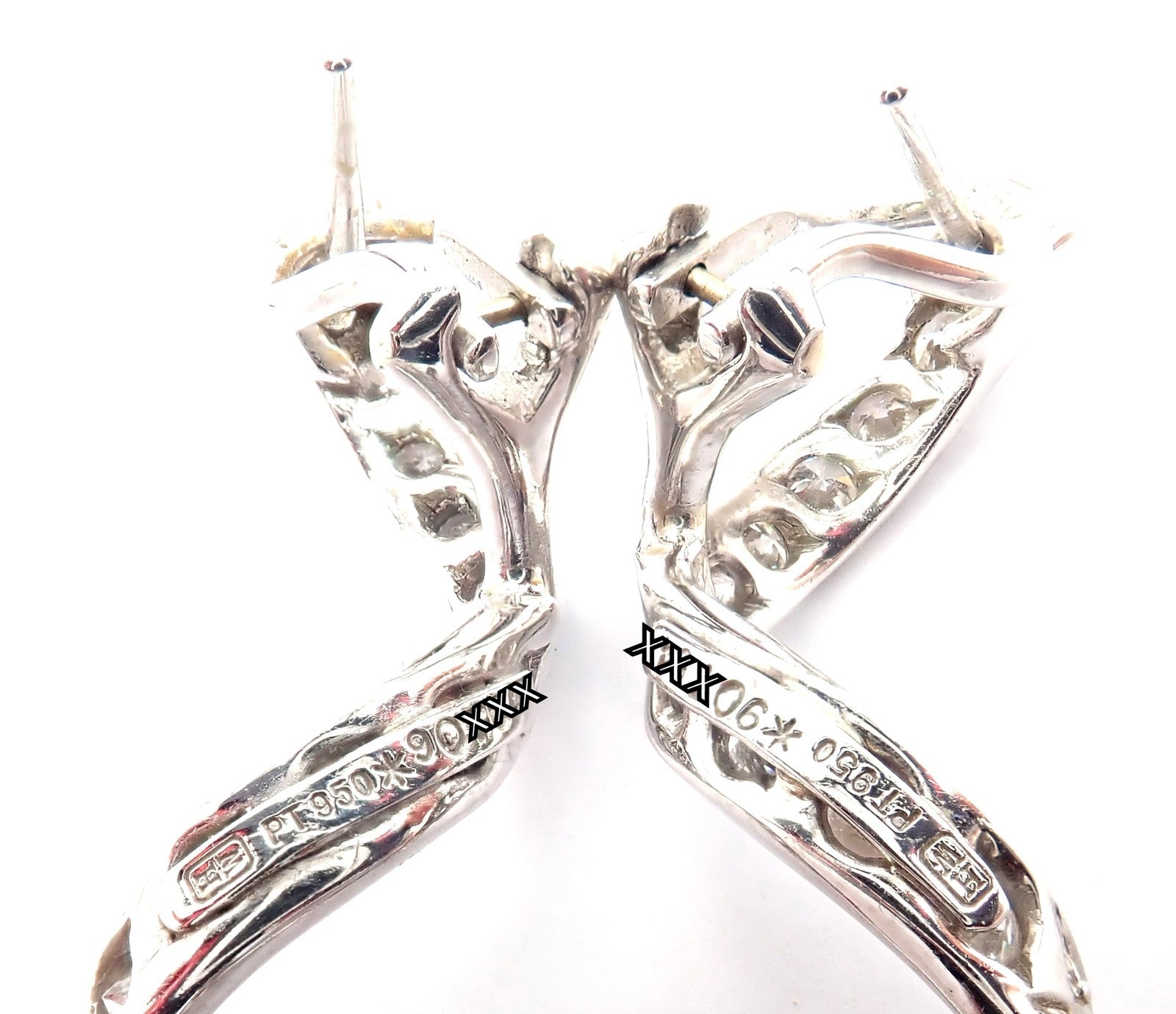 Authentic! Harry Winston Platinum Diamond Twisted Long Hanging Drop Earrings | Fortrove