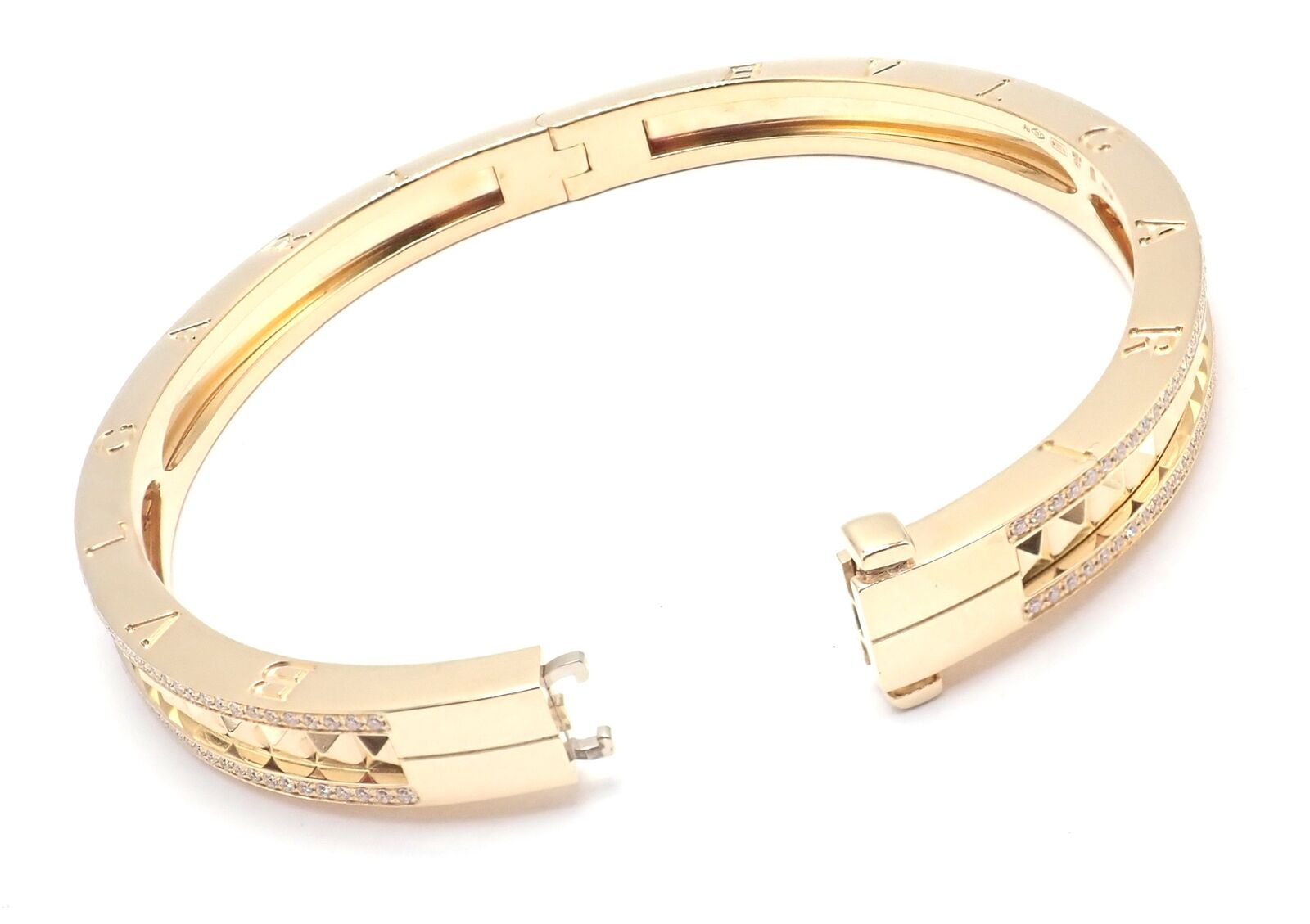 Authentic! Bulgari Bvlgari B.Zero1 Rock 18k Yellow Gold Diamond Bangle Bracelet | Fortrove