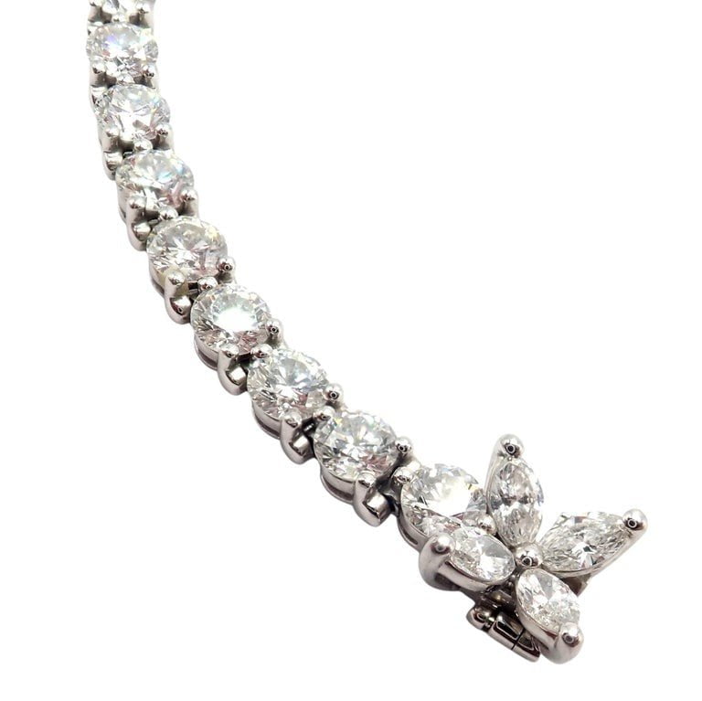 Authentic! Tiffany & Co Victoria Platinum 6.53ct Diamond Line Tennis Bracelet | Fortrove