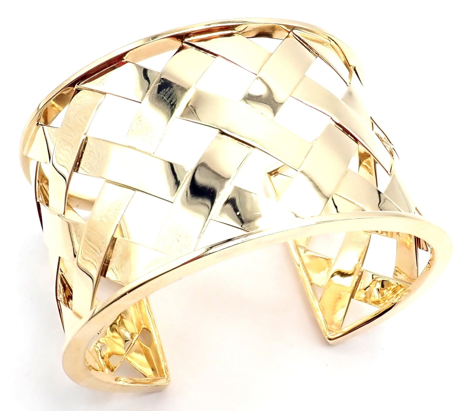 Verdura Jewelry & Watches:Fine Jewelry:Bracelets & Charms Authentic Verdura 18k Yellow Gold Criss Cross Wide Cuff Bracelet