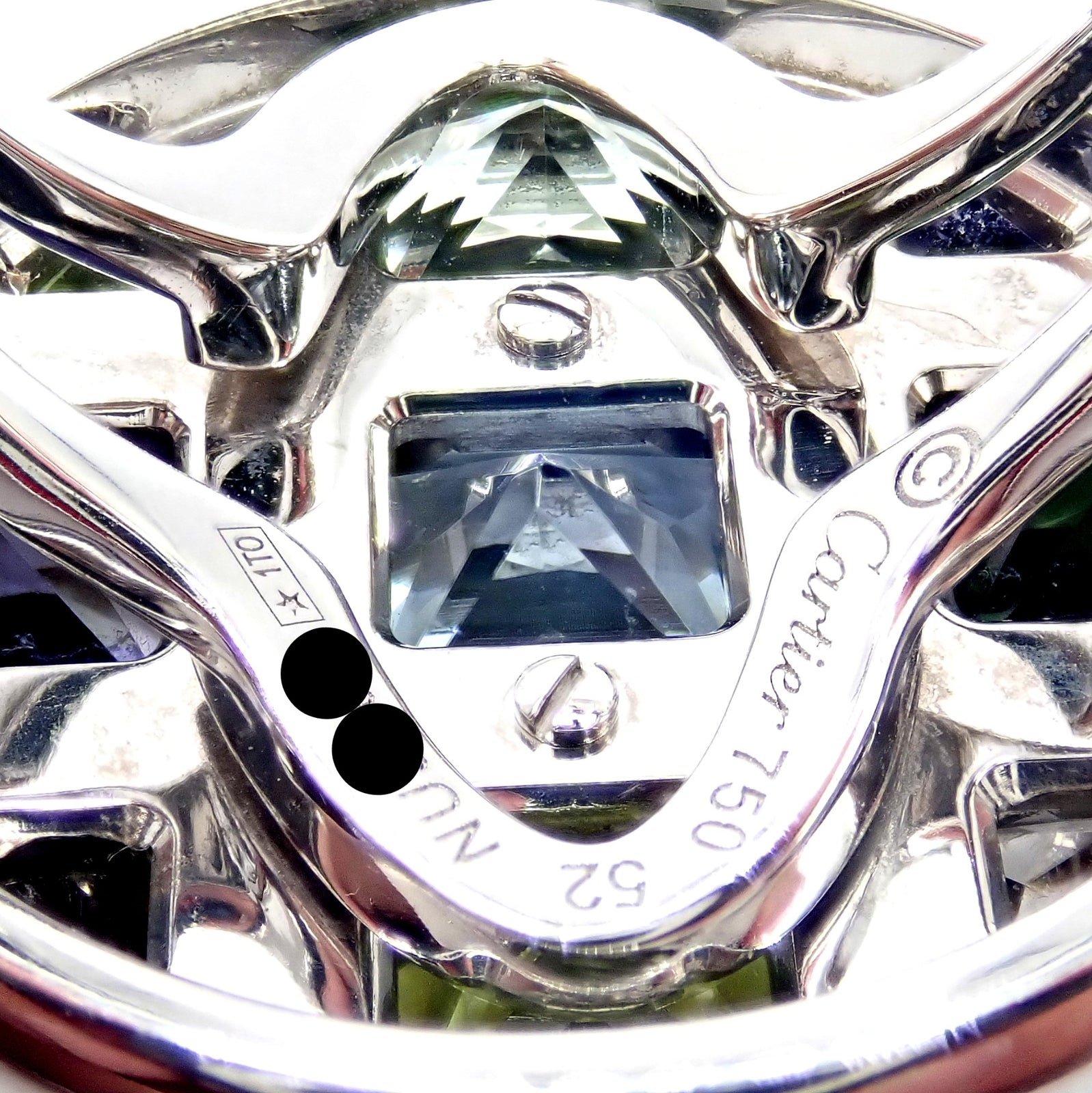 Cartier Pasha 18k White Gold Diamond Color Stone Ring Box + Papers sz 6 52 | Fortrove
