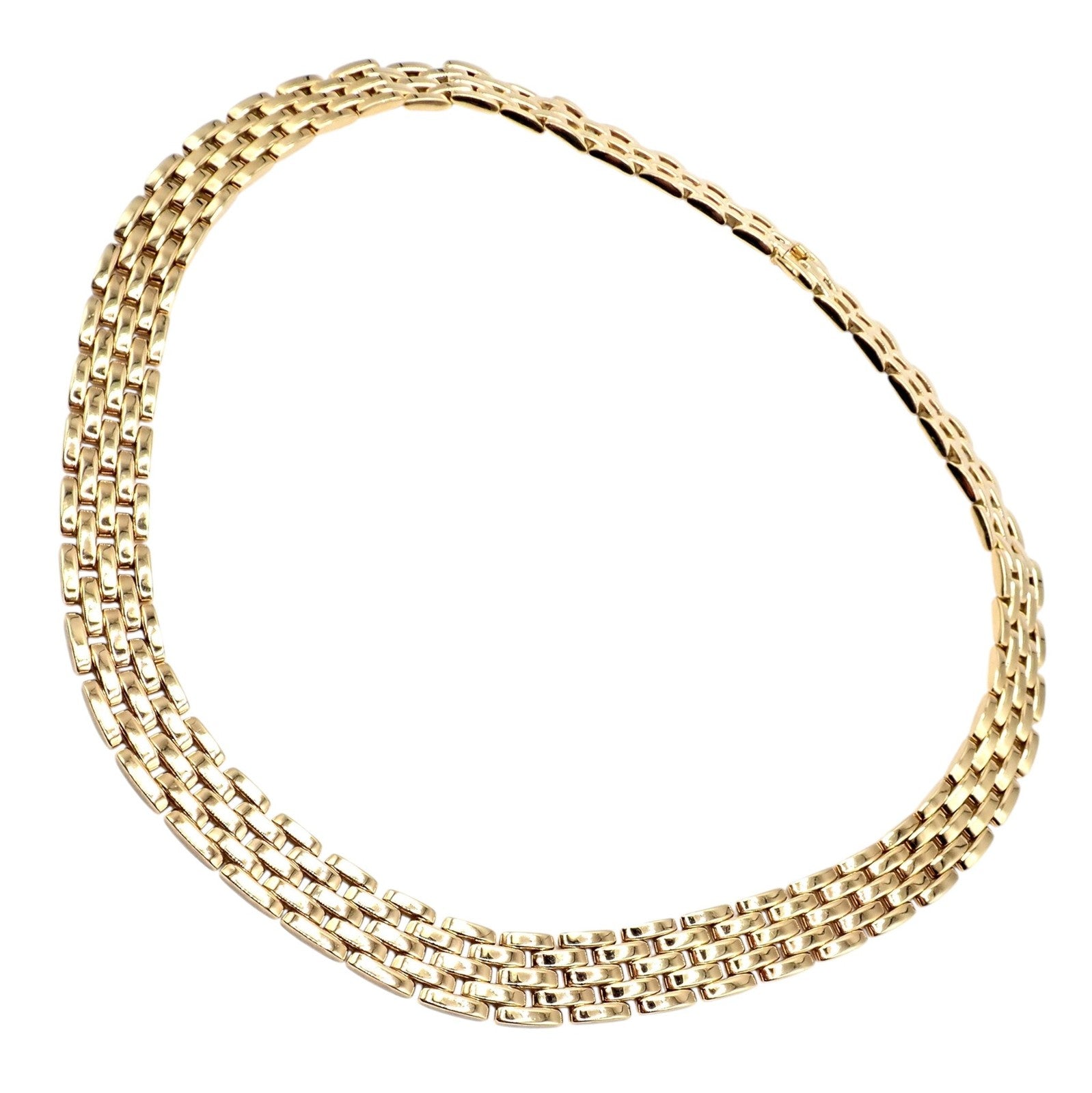 Cartier 5 Row Maillon Panther Panthere 18k Yellow Gold Link 14mm Wide Necklace | Fortrove