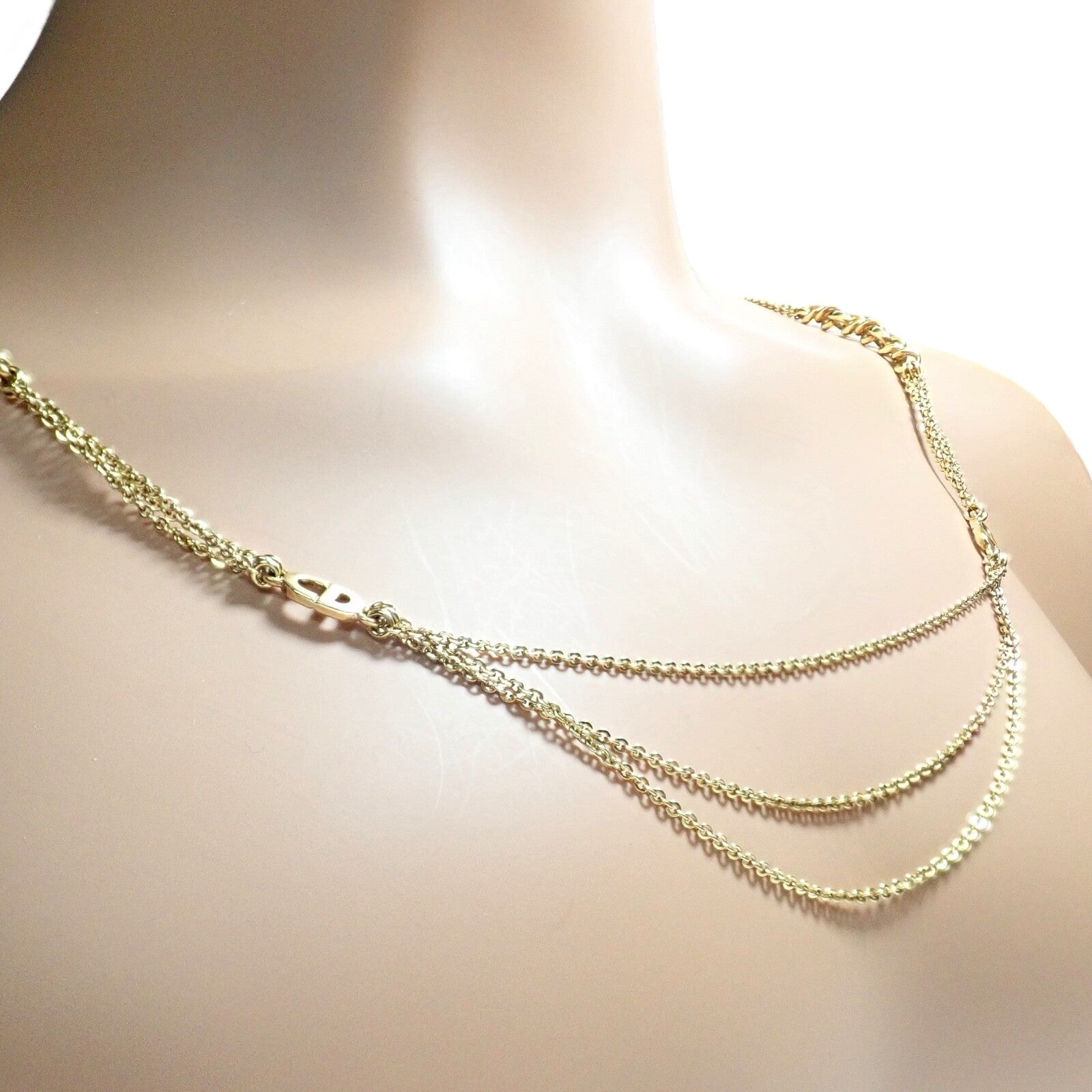 Vintage! Christian Dior Solid 18k Gold CD Three Strand 28" Long Necklace Germany | Fortrove