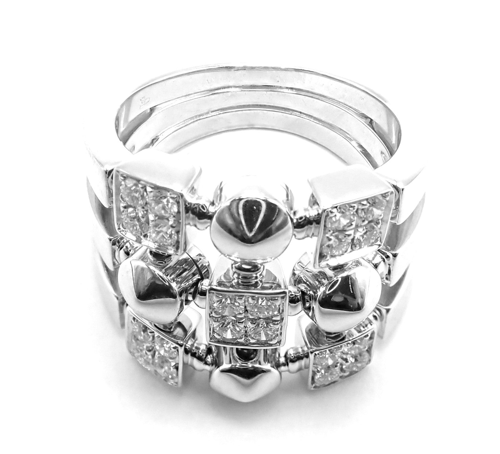 Authentic! Bvlgari Bulgari 18k White Gold Lucea Diamond Band Ring Paper | Fortrove