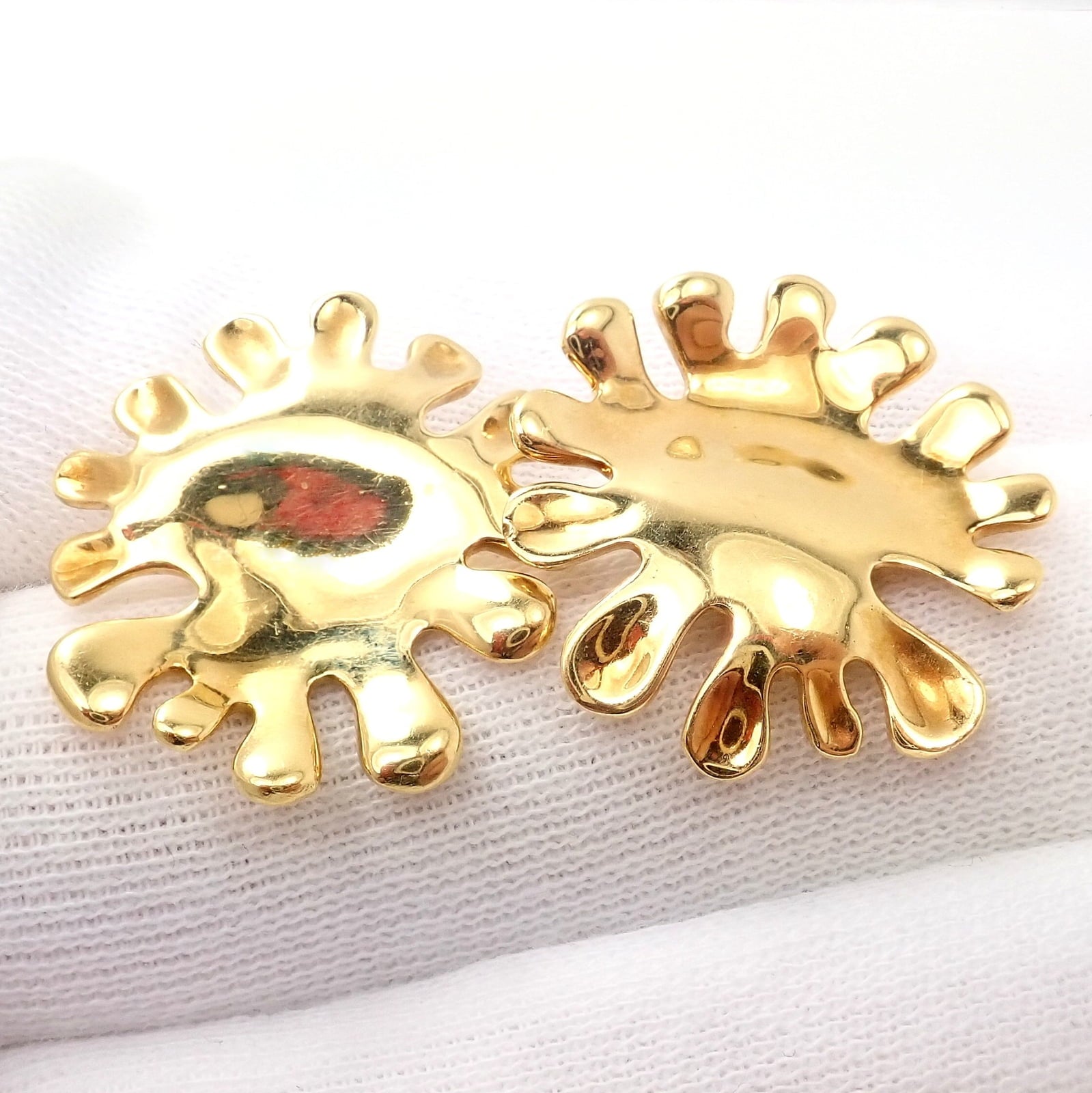 Tiffany & Co. Jewelry & Watches:Fine Jewelry:Earrings Authentic! Tiffany & Co Cummings 18k Yellow Gold Nickelodeon Abstract Earrings
