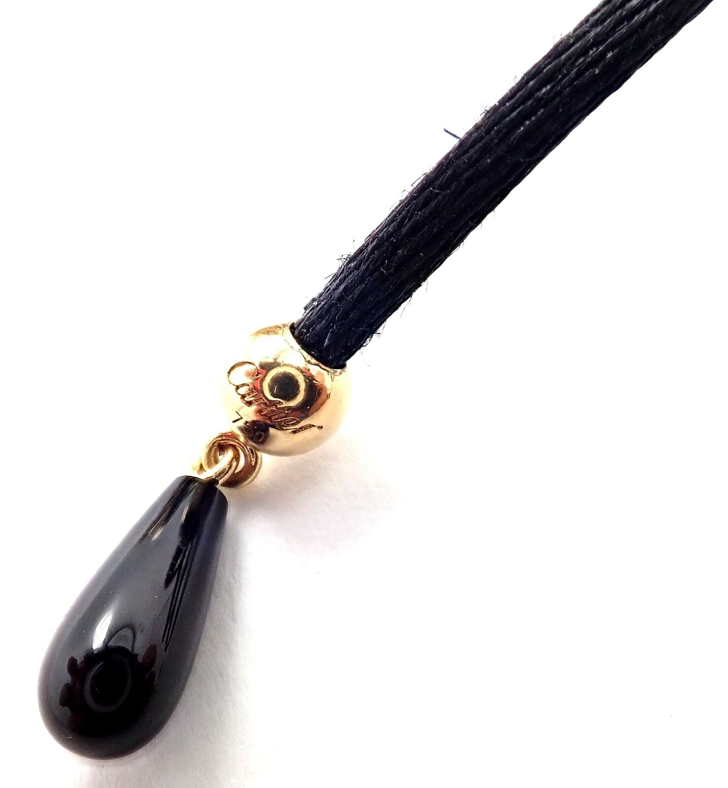 Authentic Cartier Panther Panthere 18k Yellow Gold Peridot Lacquer Cord Necklace | Fortrove