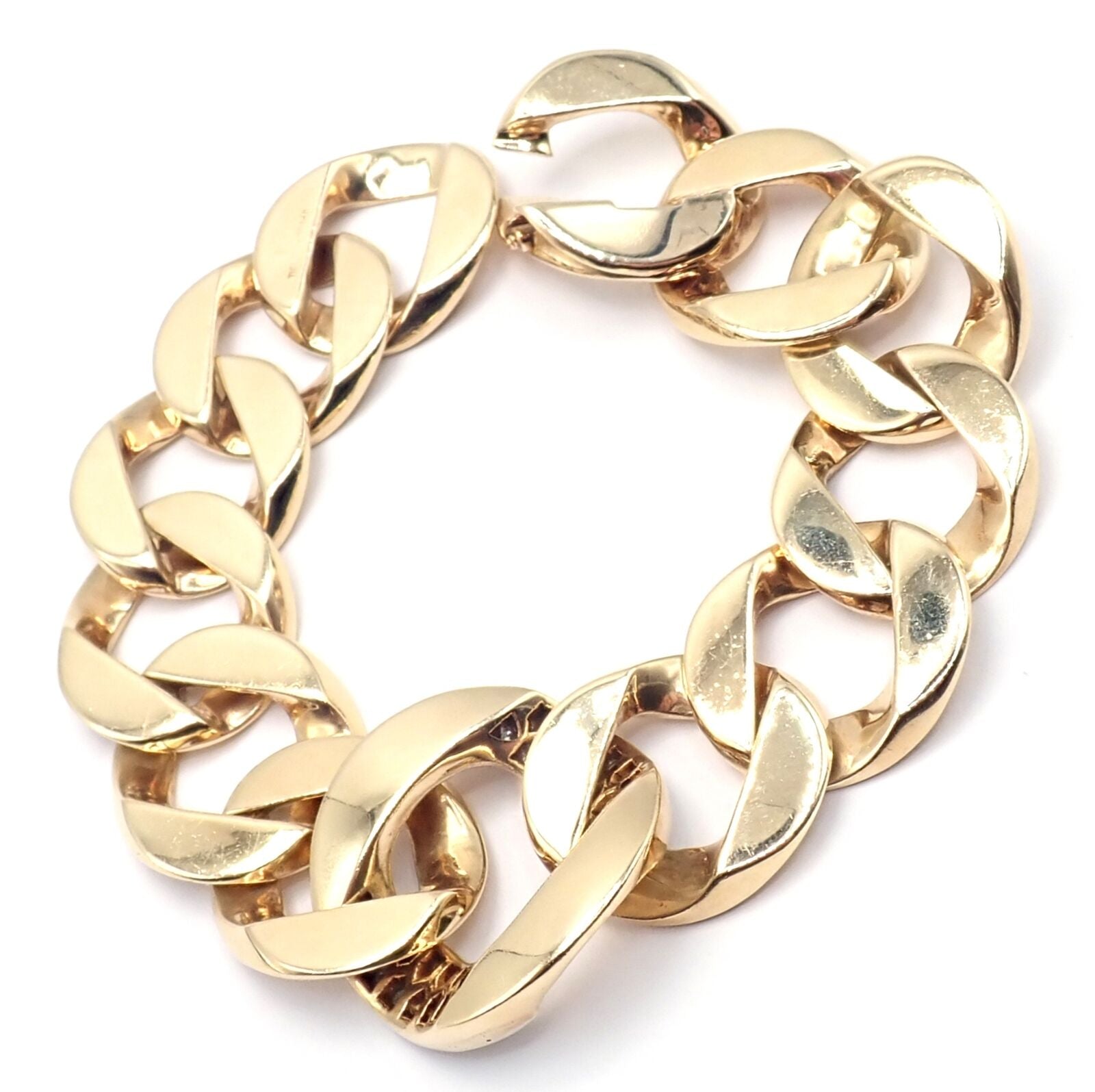 Rare Vintage Tiffany & Co 14k Yellow Gold Diamond Large Heavy Curb Link Bracelet | Fortrove