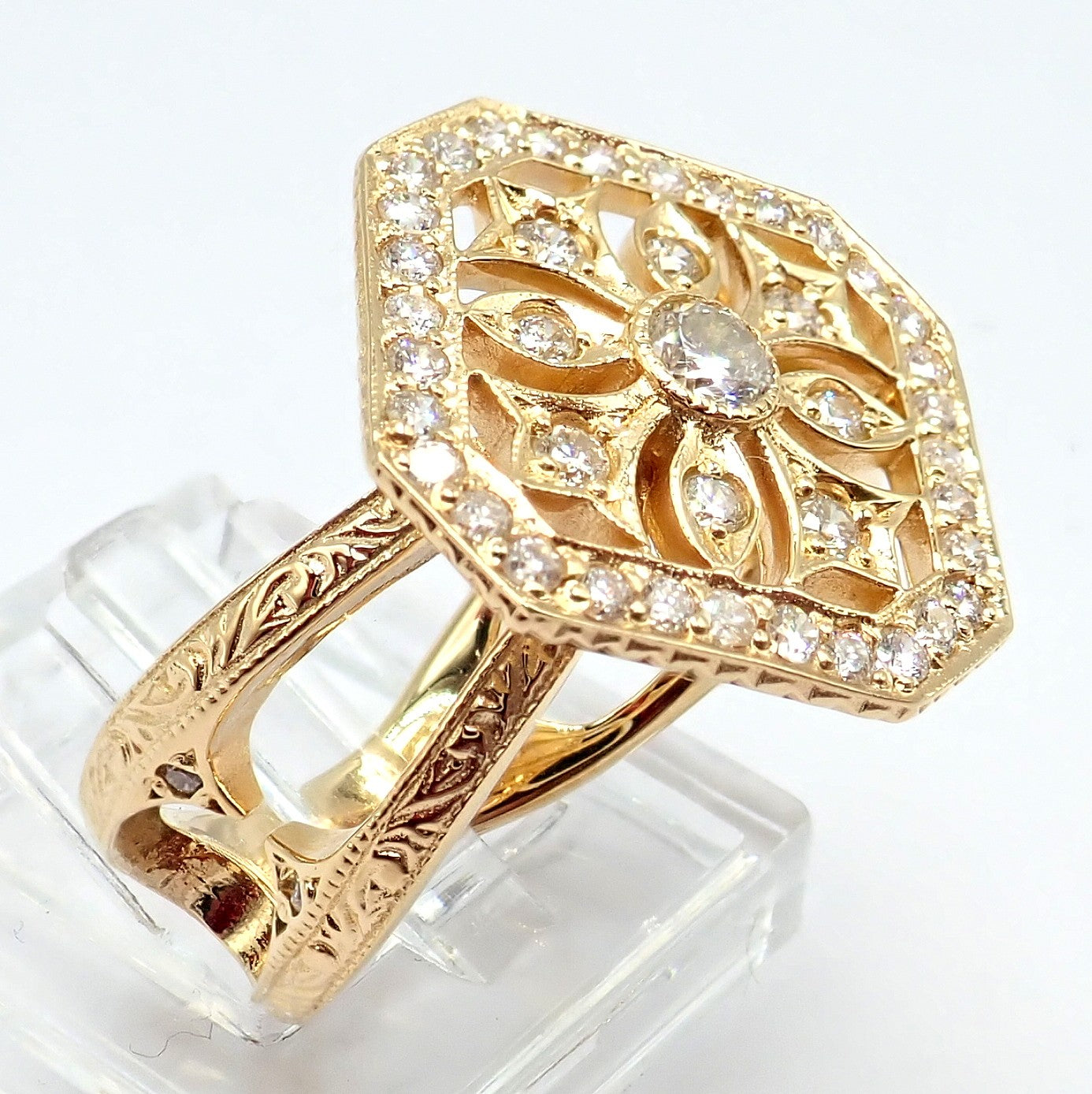 Authentic Loree Rodkin 18k Yellow Gold Diamond Gothic Cross Ring | Fortrove